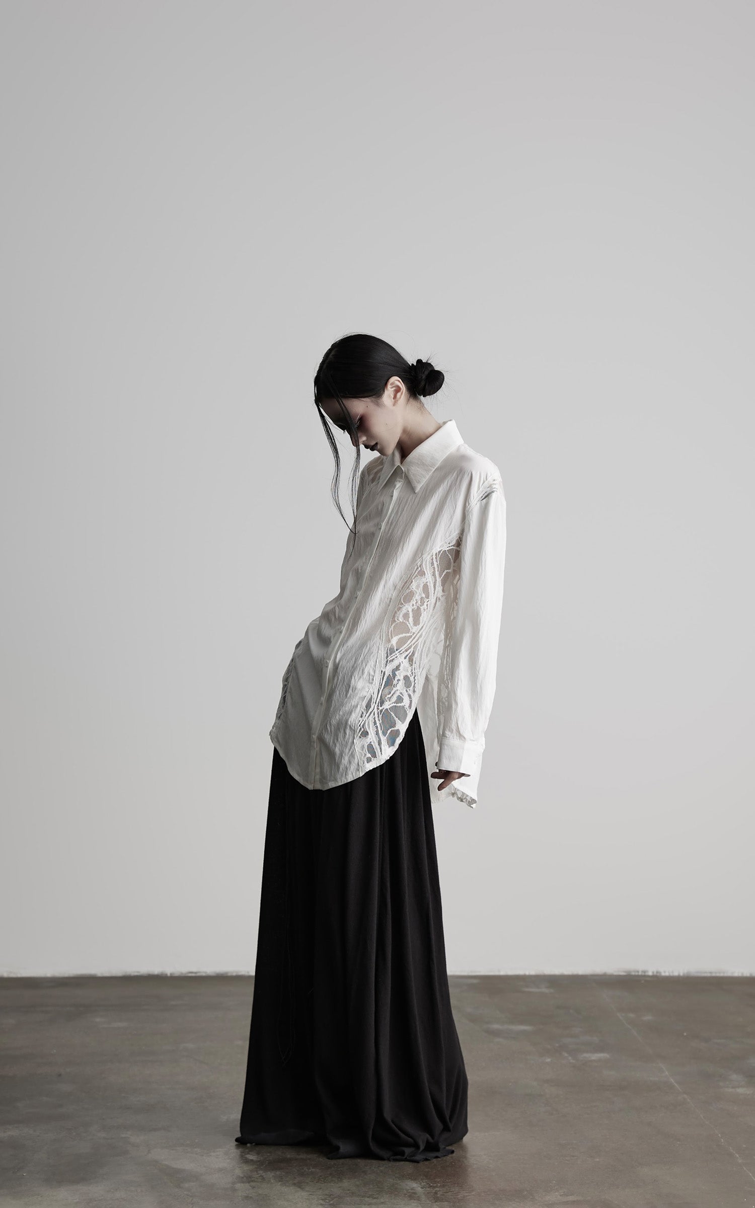 INDULGE Deconstructed Lace Paneled Shirt