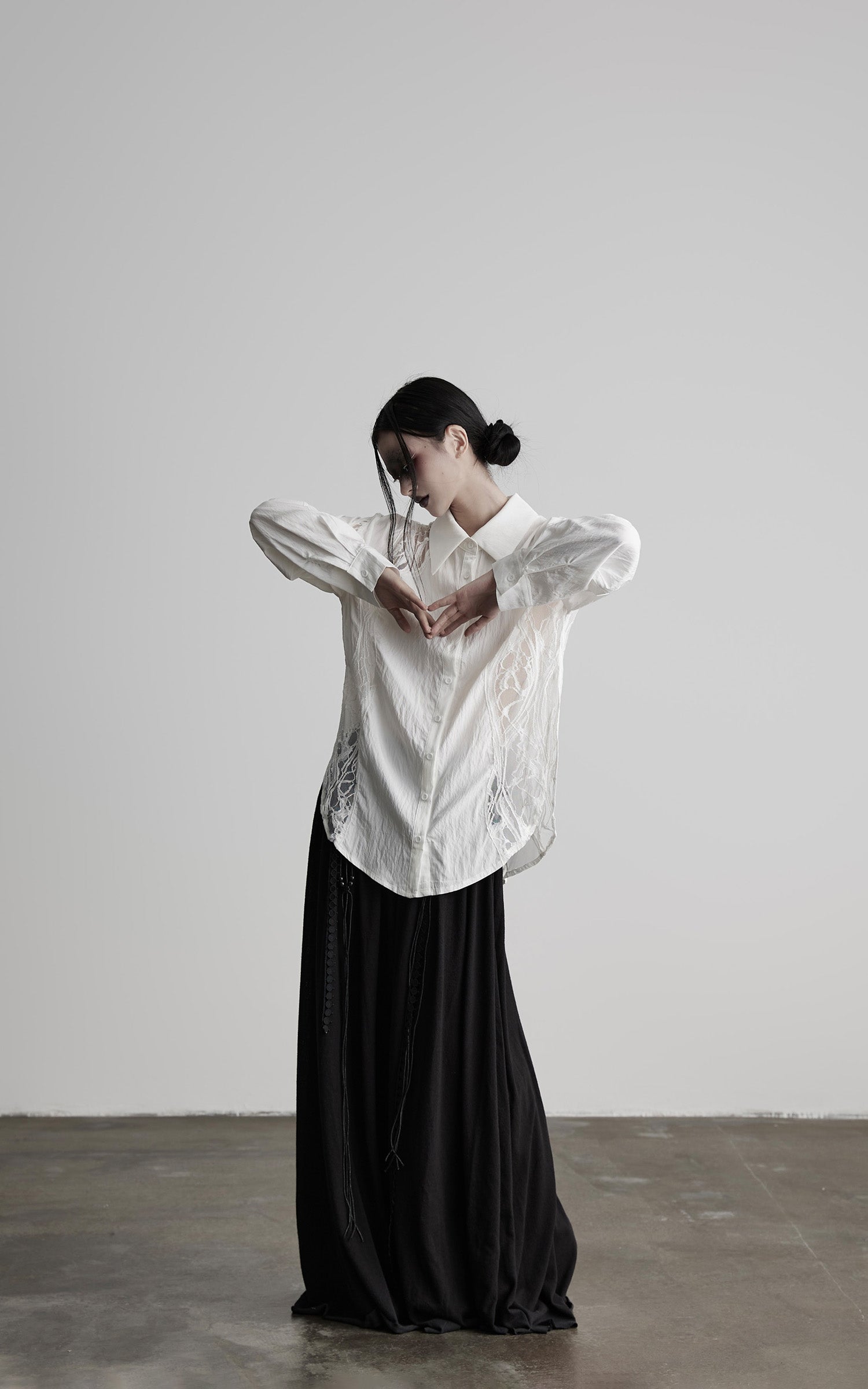 INDULGE Deconstructed Lace Paneled Shirt