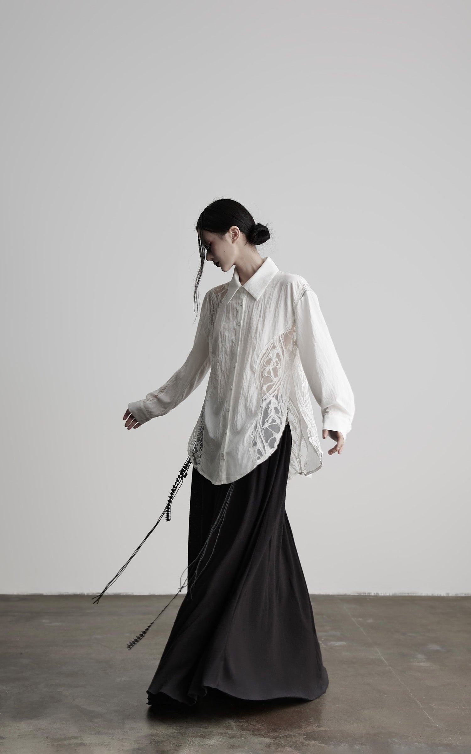 INDULGE Deconstructed Lace Paneled Shirt