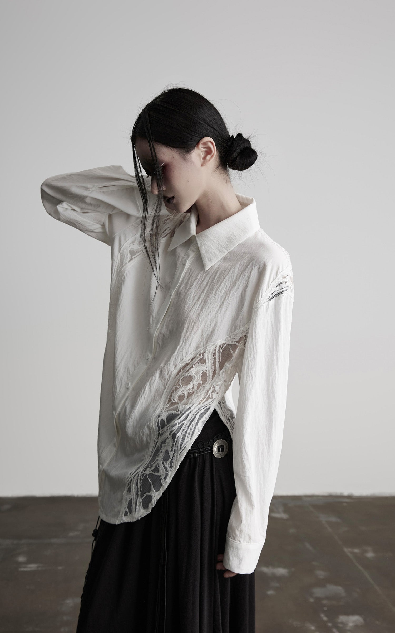 INDULGE Deconstructed Lace Paneled Shirt