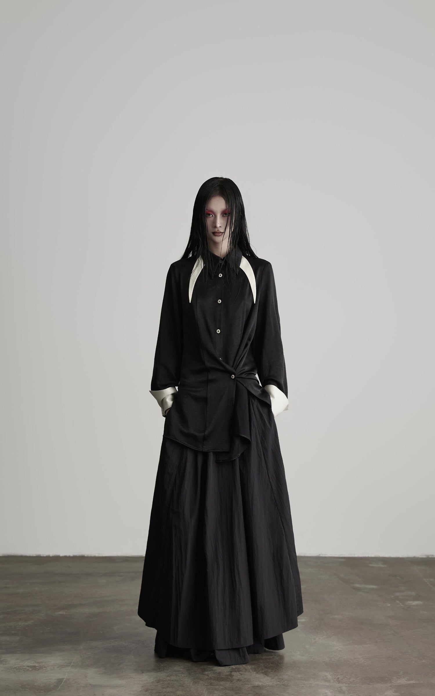 INDULGE Deconstructed Asymmetric Contrast Shirt