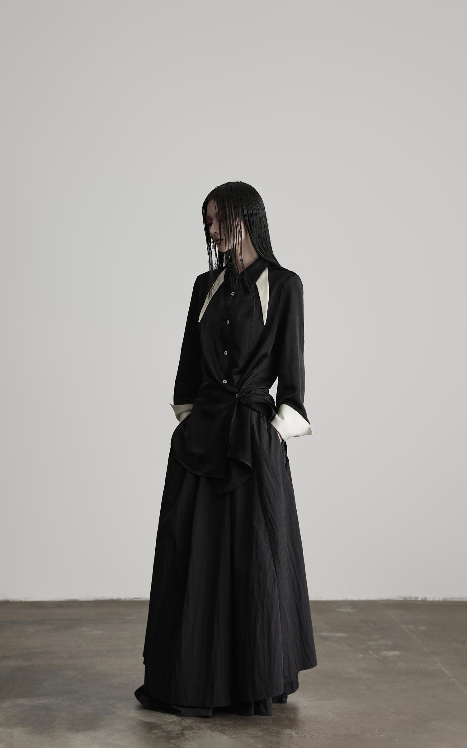 INDULGE Deconstructed Asymmetric Contrast Shirt