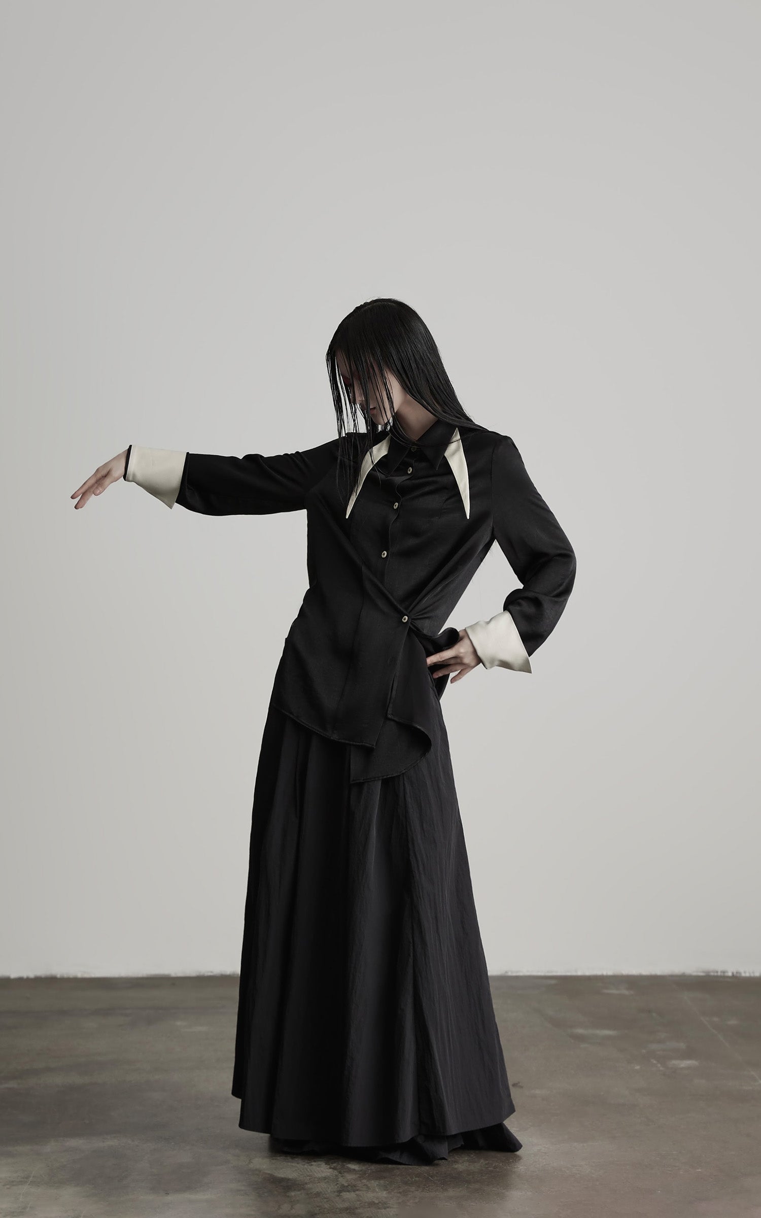 INDULGE Deconstructed Asymmetric Contrast Shirt