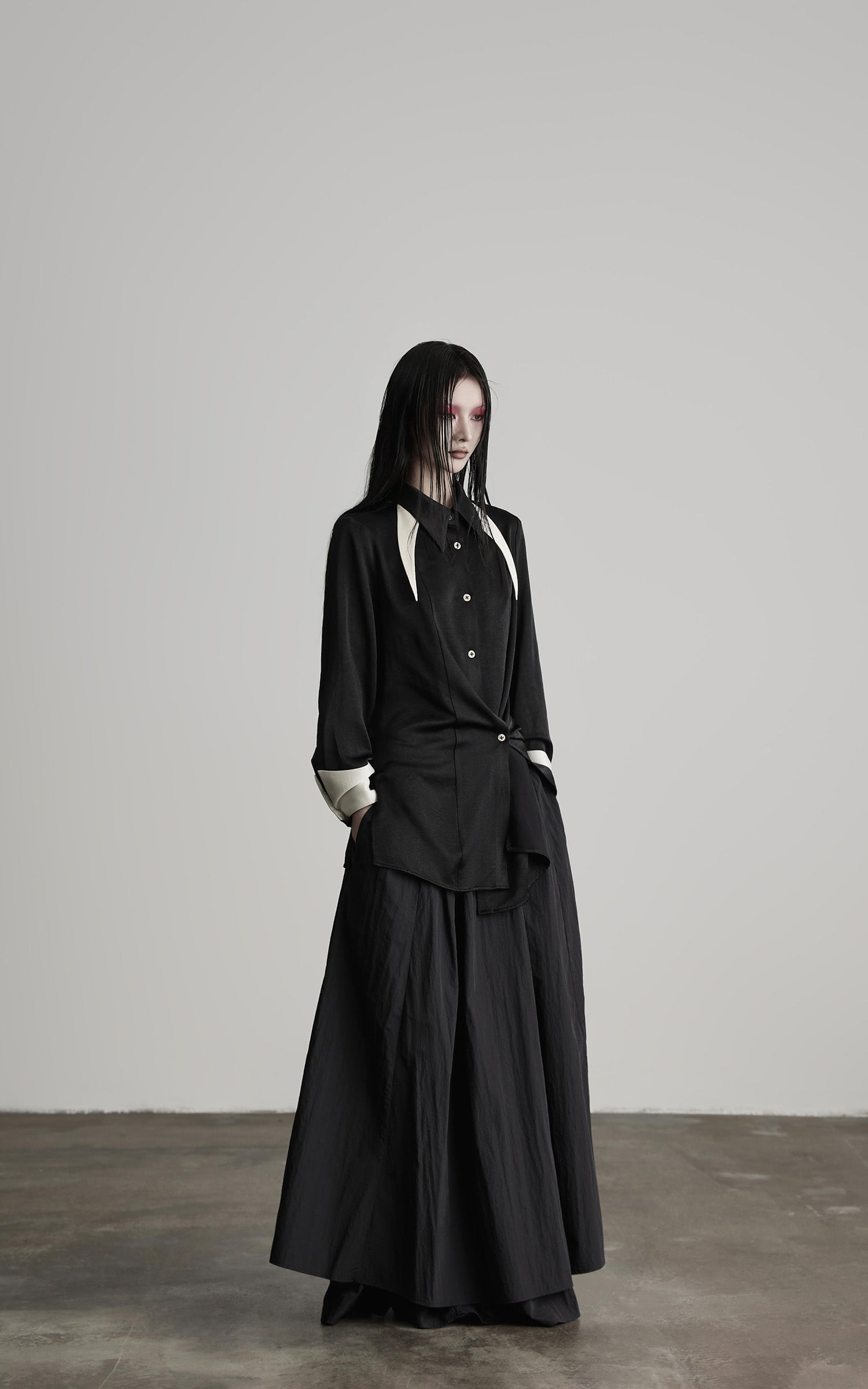 INDULGE Deconstructed Asymmetric Contrast Shirt