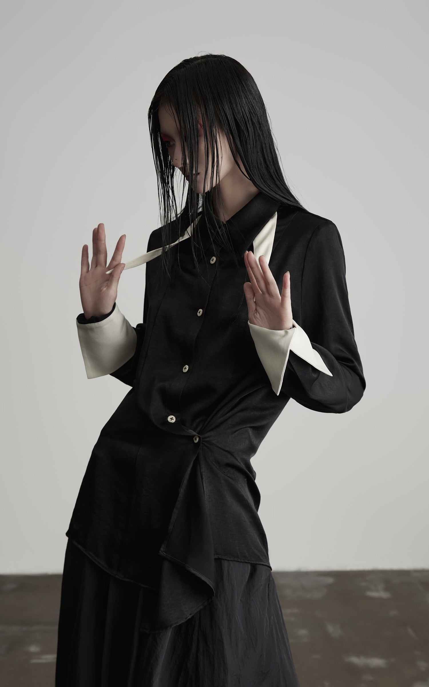 INDULGE Deconstructed Asymmetric Contrast Shirt