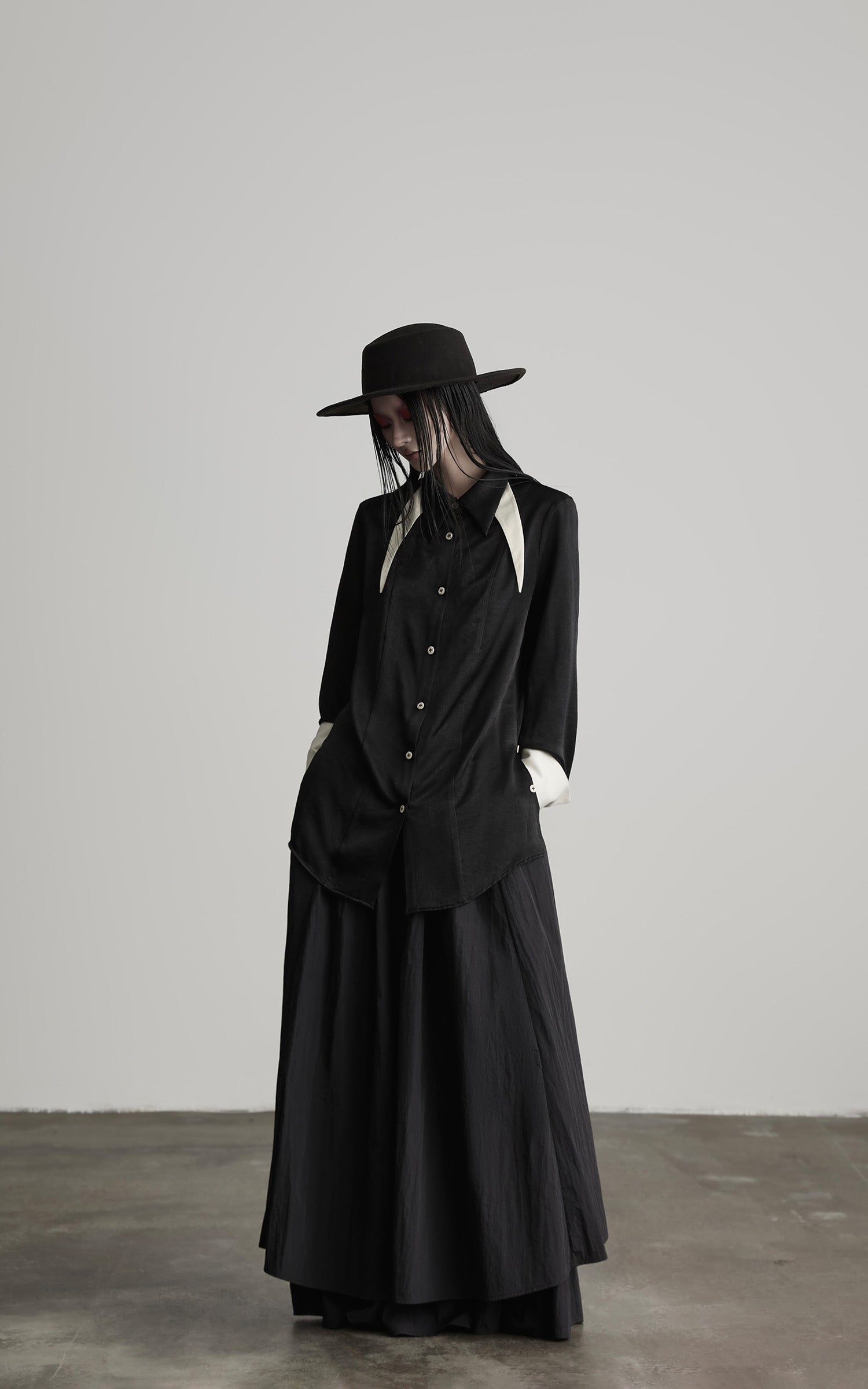 INDULGE Deconstructed Asymmetric Contrast Shirt