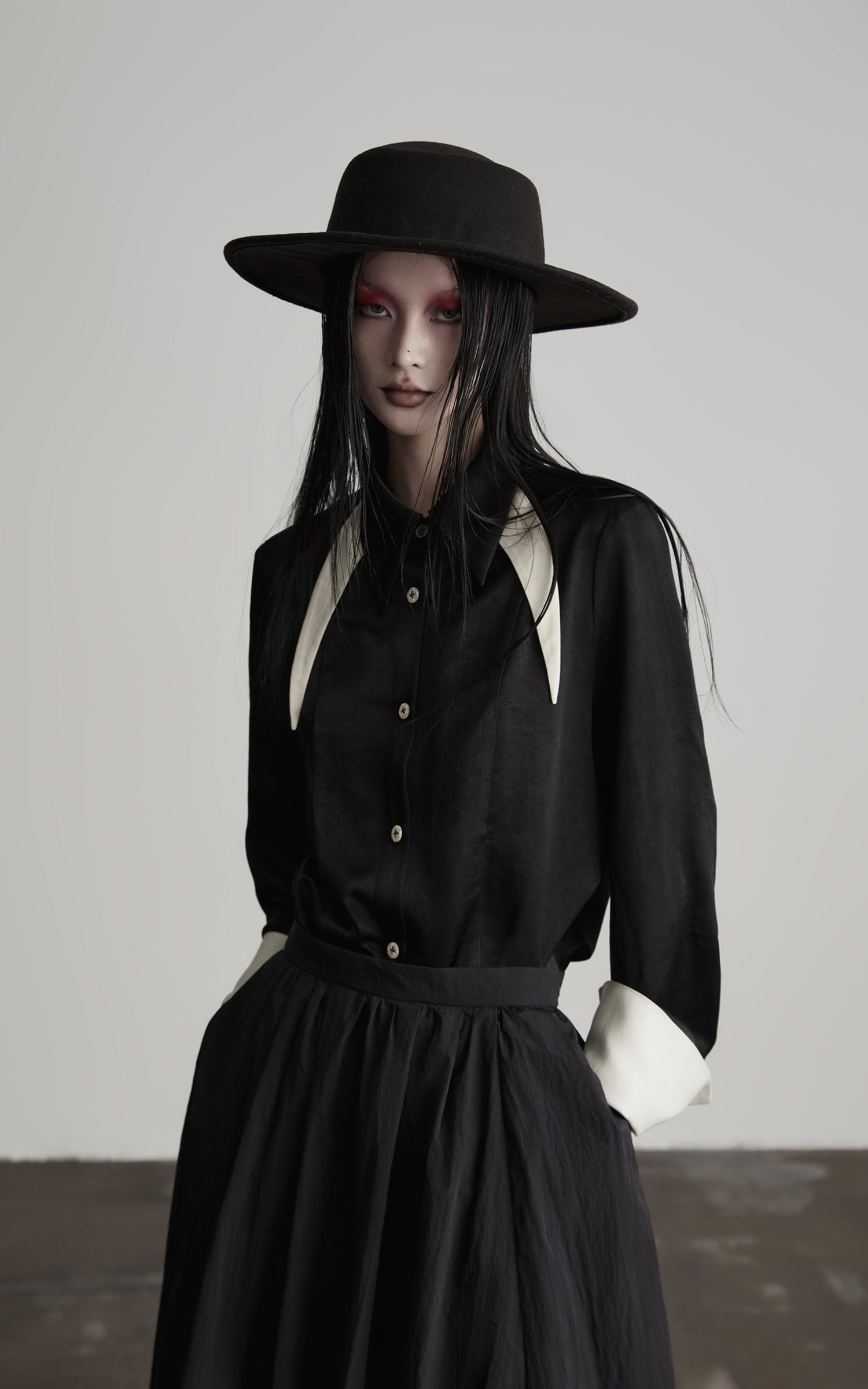 INDULGE Deconstructed Asymmetric Contrast Shirt