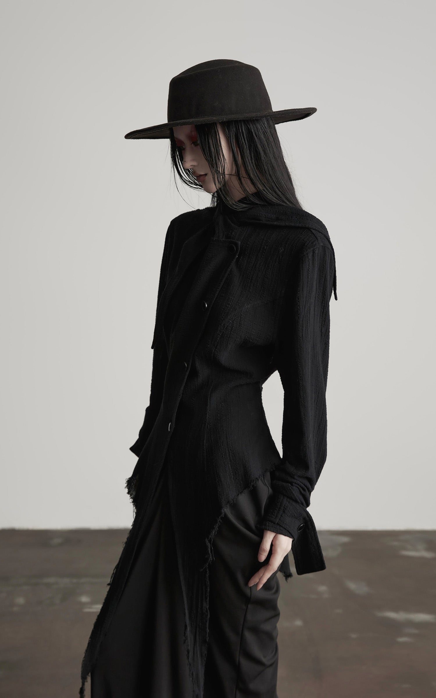 INDULGE Deconstructed Fray-Edge Sculpted Shirt