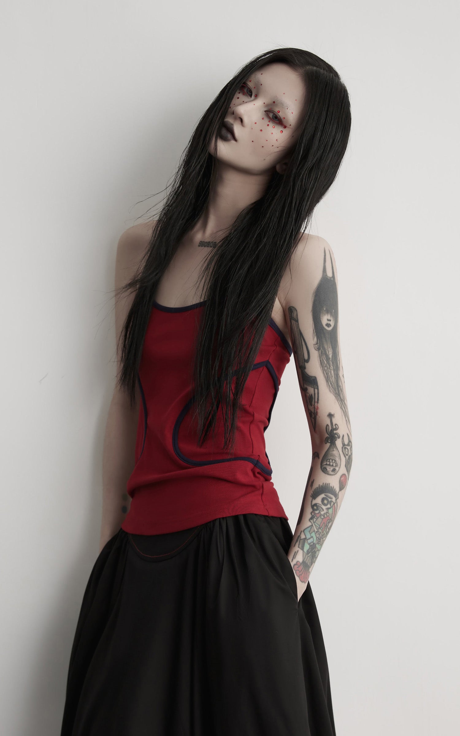 INDULGE Curved-Bound Halter Tank Top