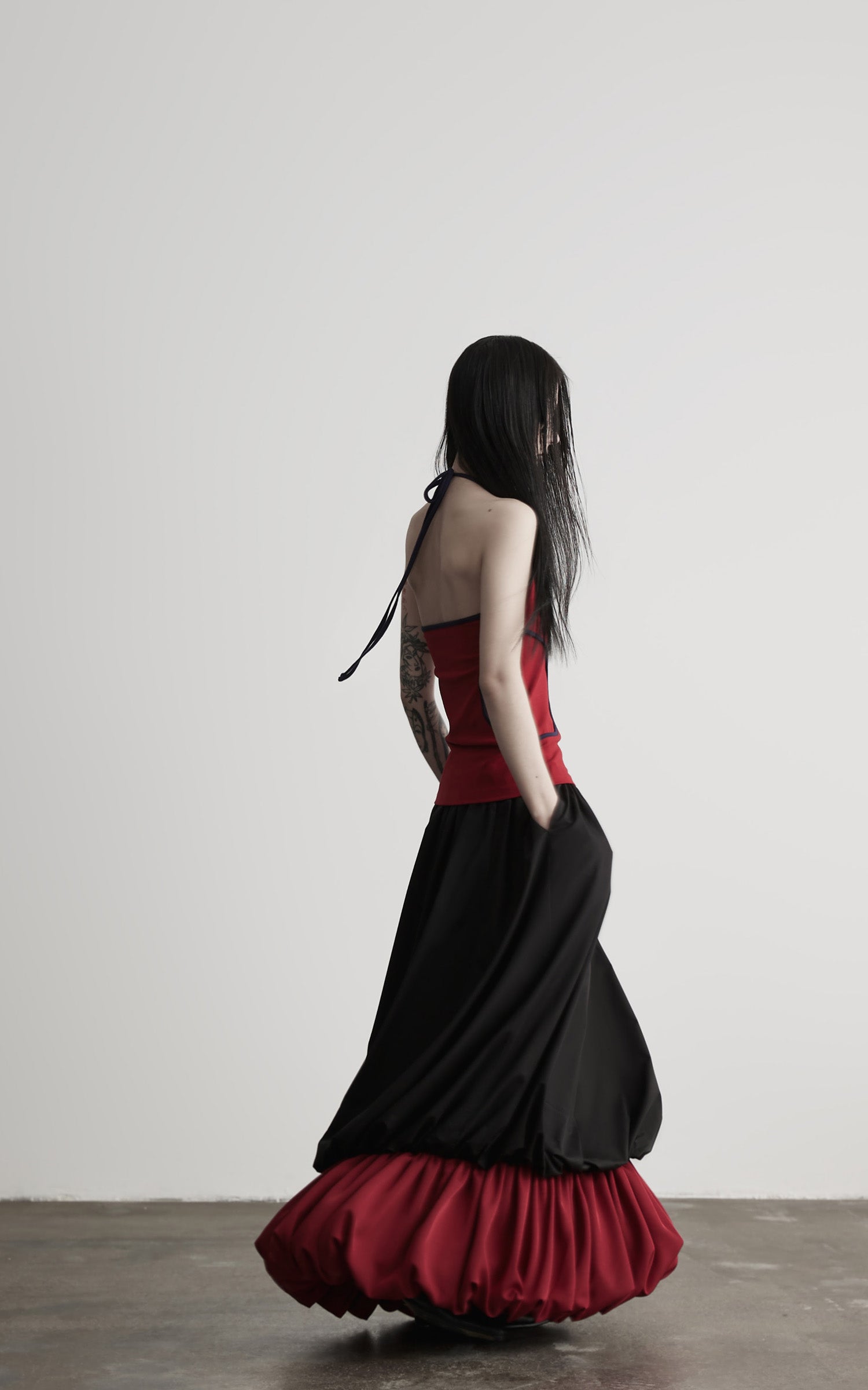 INDULGE Curved-Bound Halter Tank Top