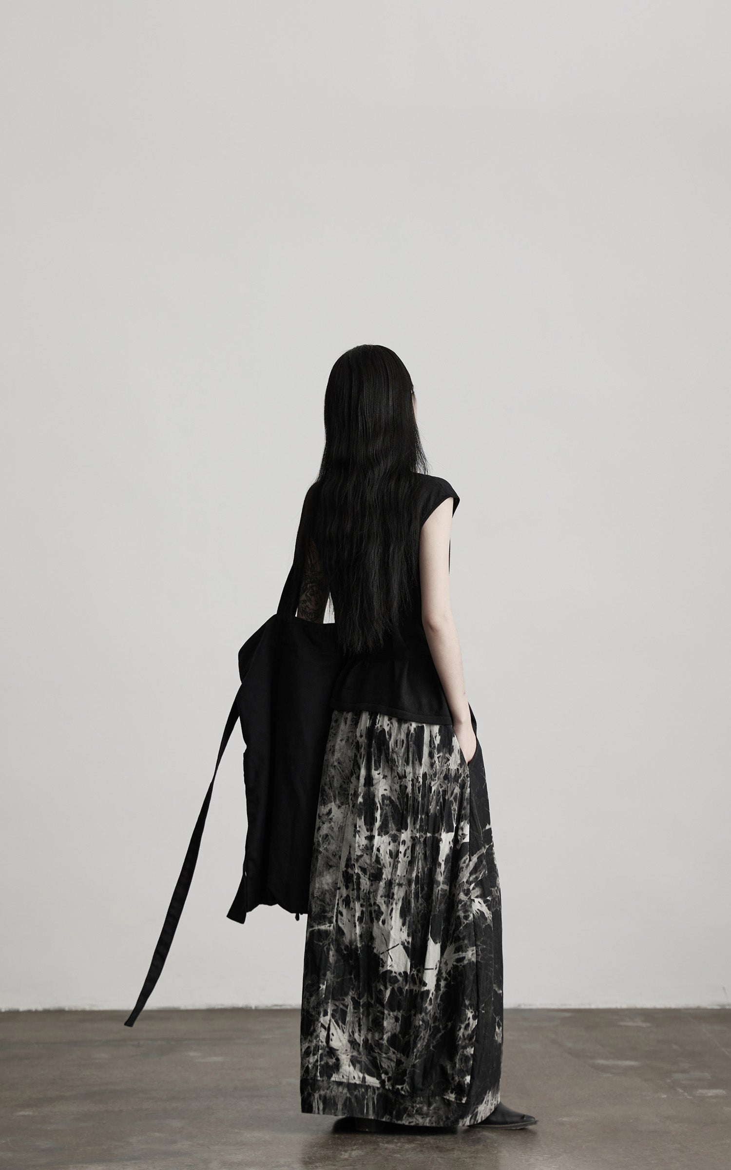 INDULGE Drape Shoulder Vest with Asymmetric Hemline and Textured Knit