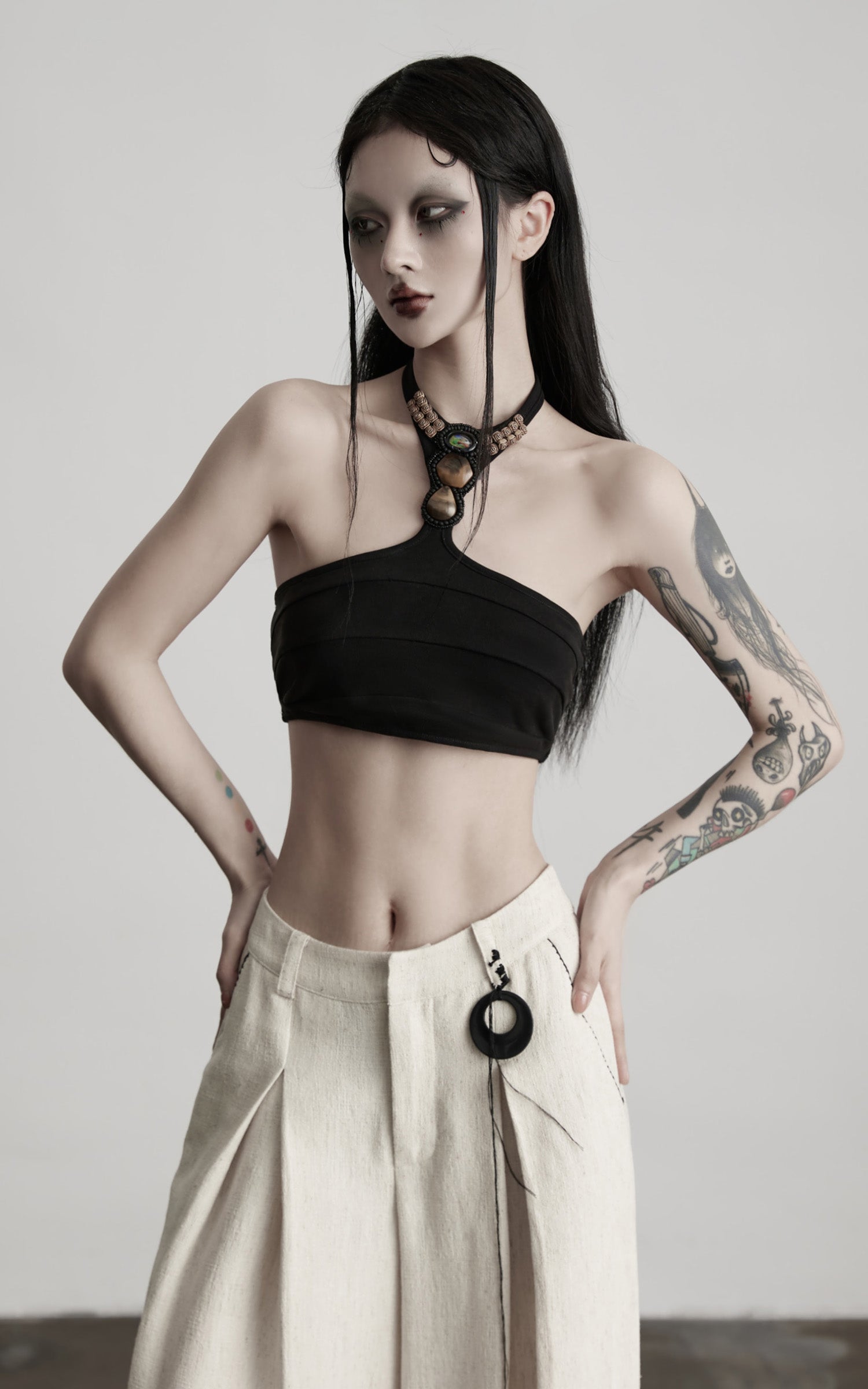 INDULGE Sculpted Embellished Halter Top