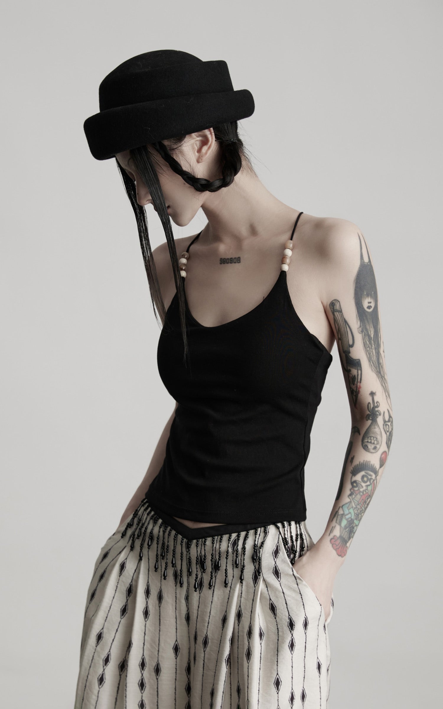 INDULGE Beaded Strap Cotton Tank