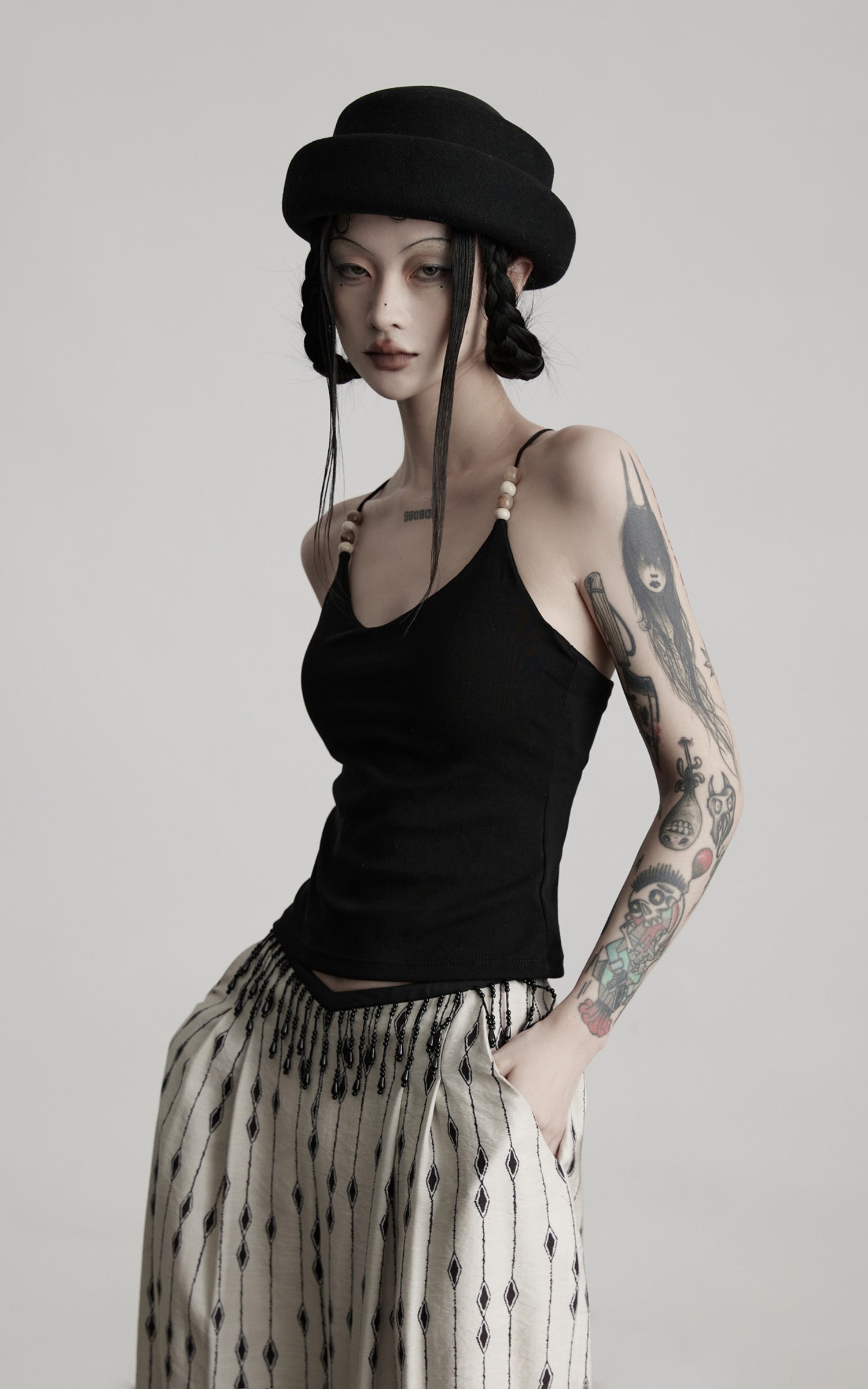 INDULGE Beaded Strap Cotton Tank
