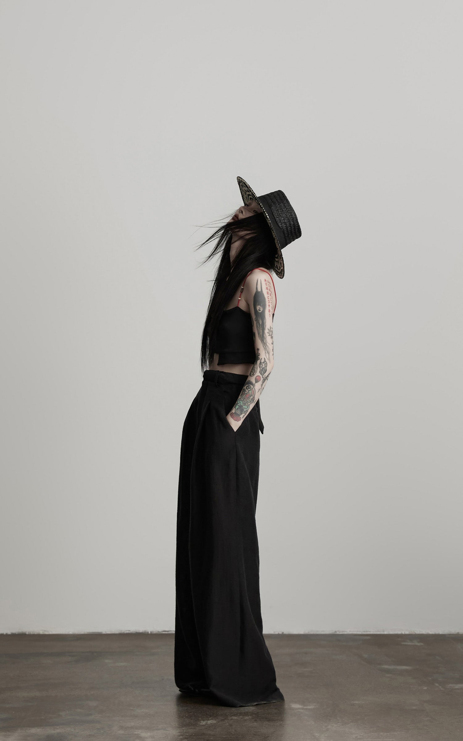 INDULGE Structured Wide-Leg Pants with Textured Detail and Sculpted Waistband