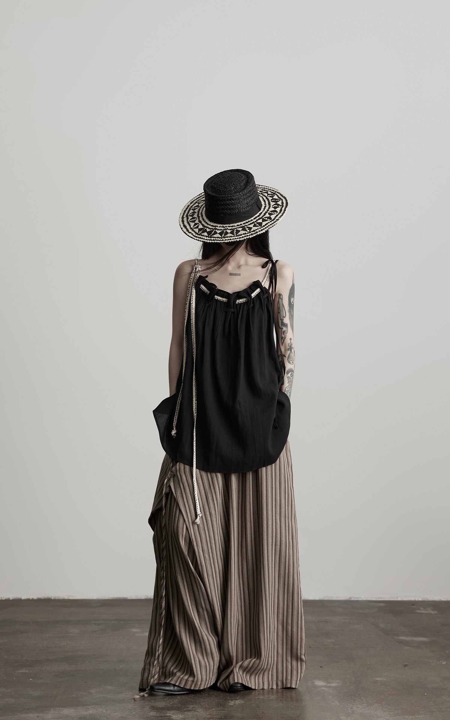 INDULGE Braided Rope Drawstring Strap Top