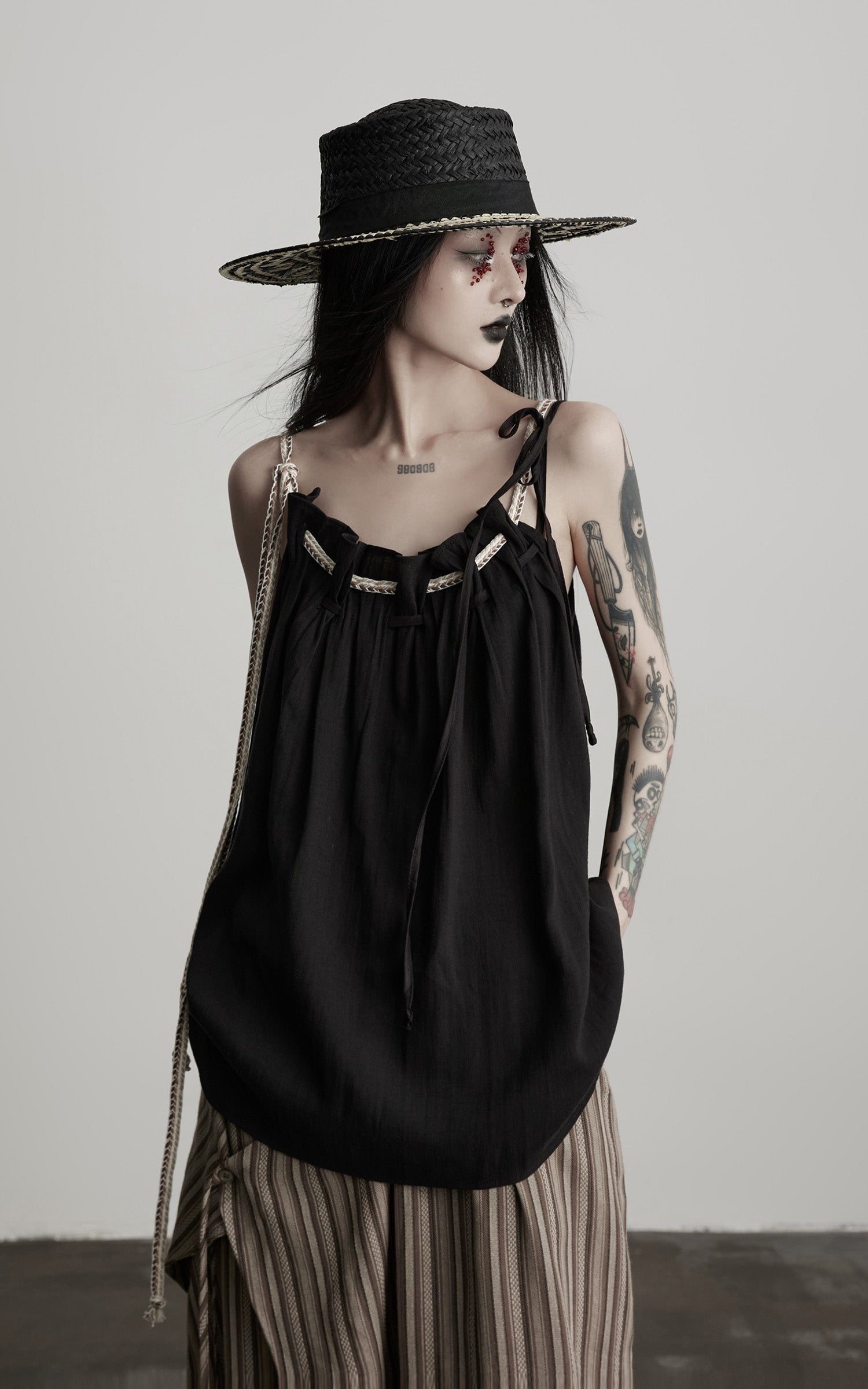 INDULGE Braided Rope Drawstring Strap Top
