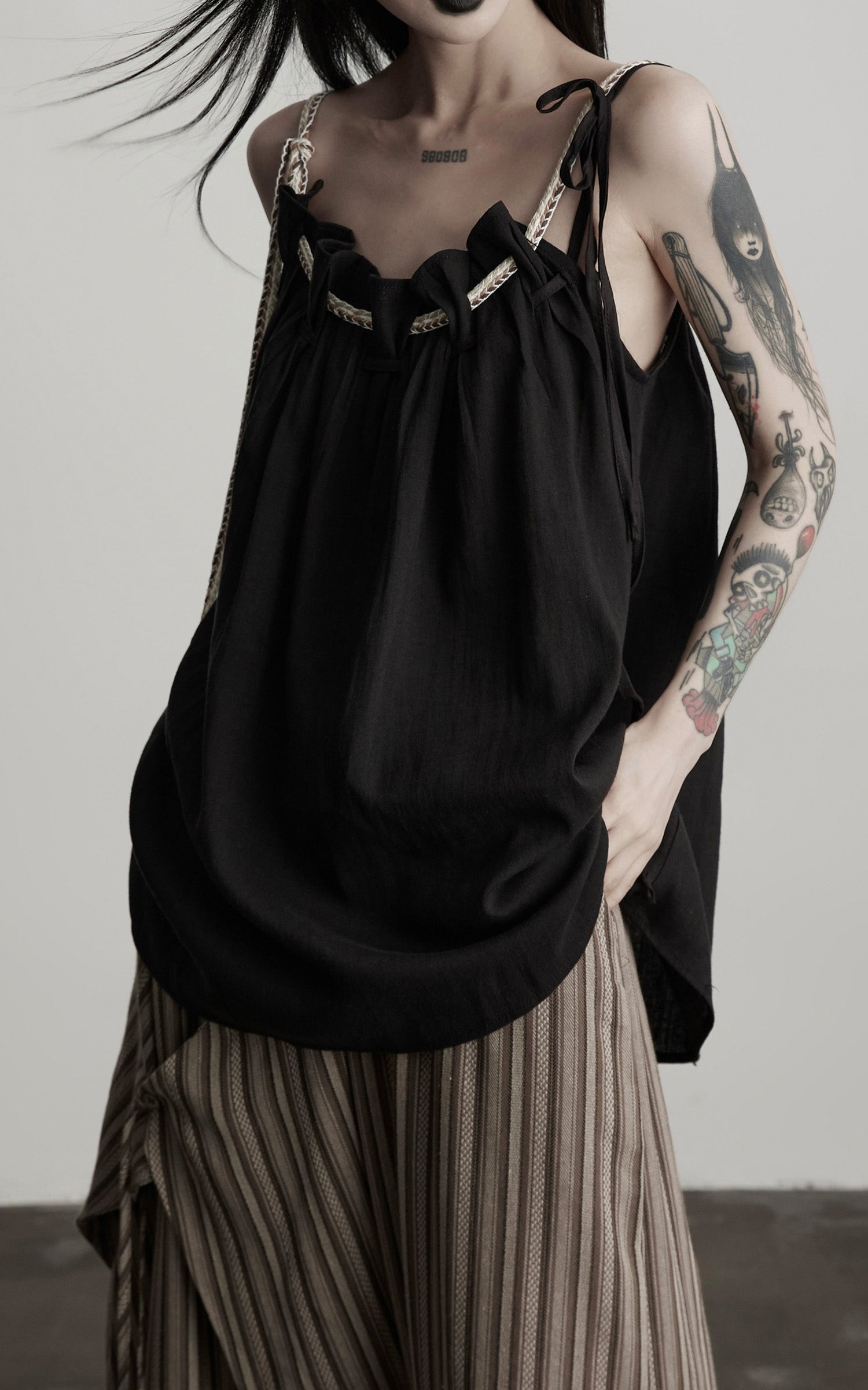 INDULGE Braided Rope Drawstring Strap Top