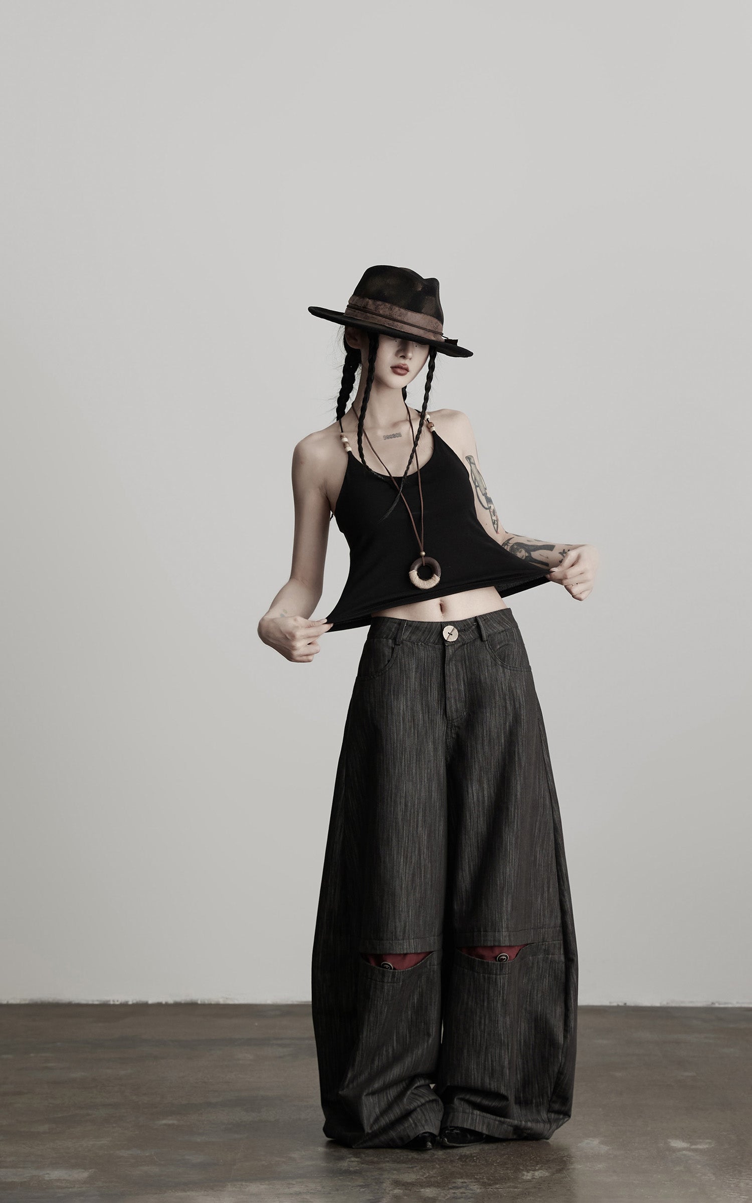 INDULGE Structural Wide Leg Trousers with Hidden Contrast Detail