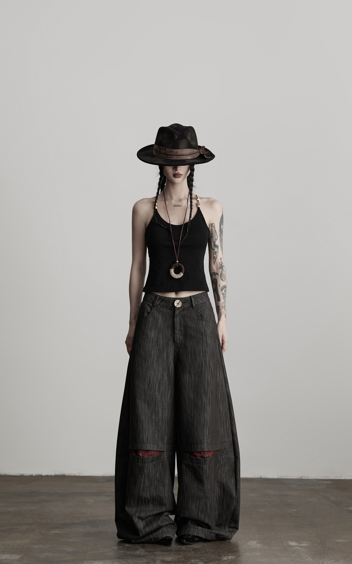 INDULGE Structural Wide Leg Trousers with Hidden Contrast Detail
