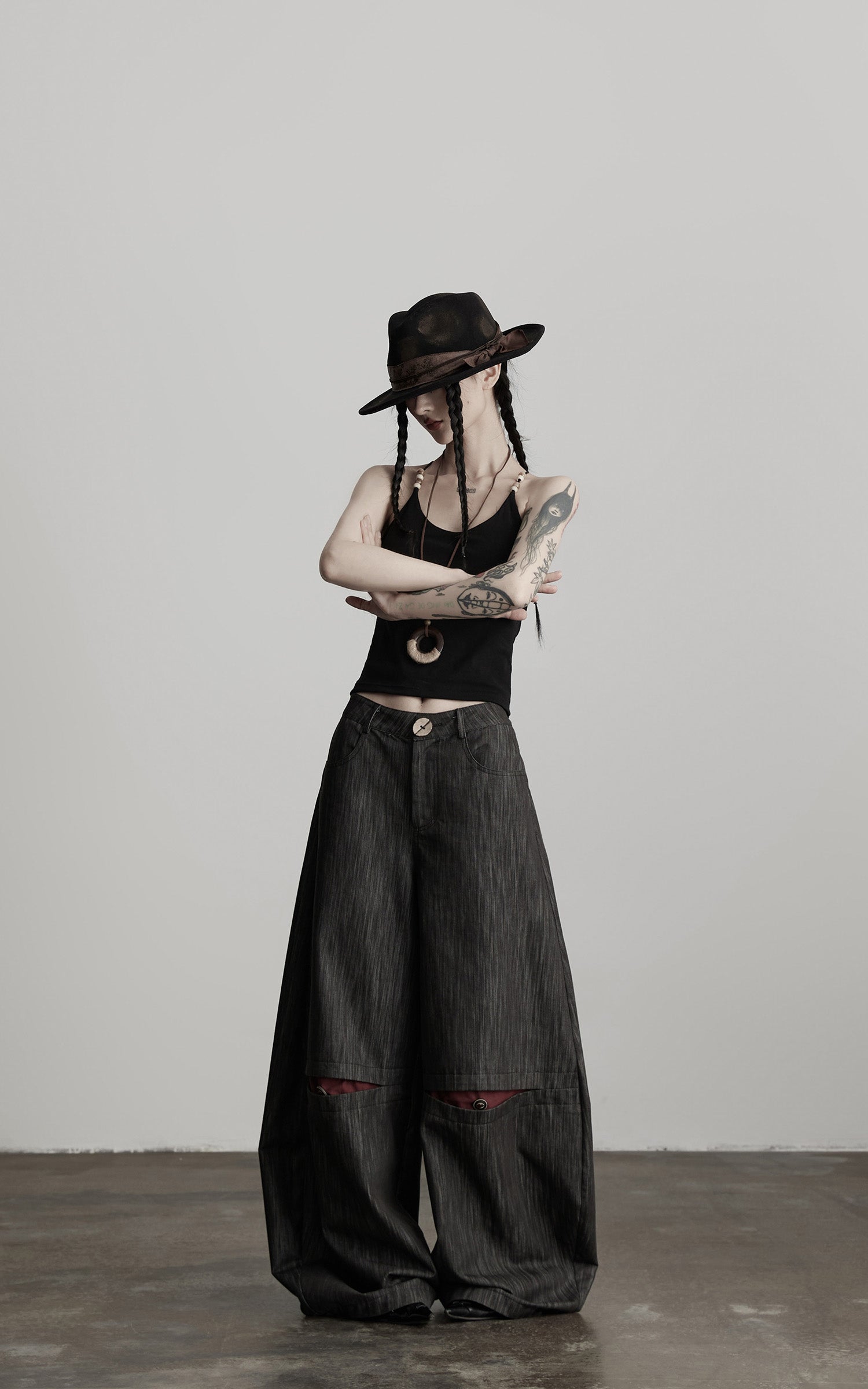 INDULGE Structural Wide Leg Trousers with Hidden Contrast Detail