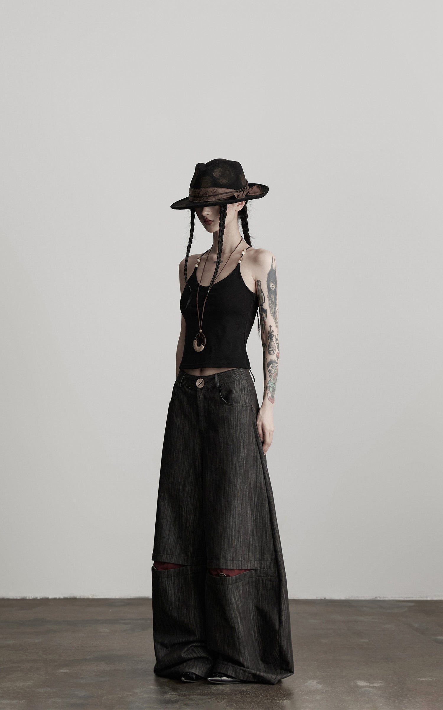 INDULGE Structural Wide Leg Trousers with Hidden Contrast Detail