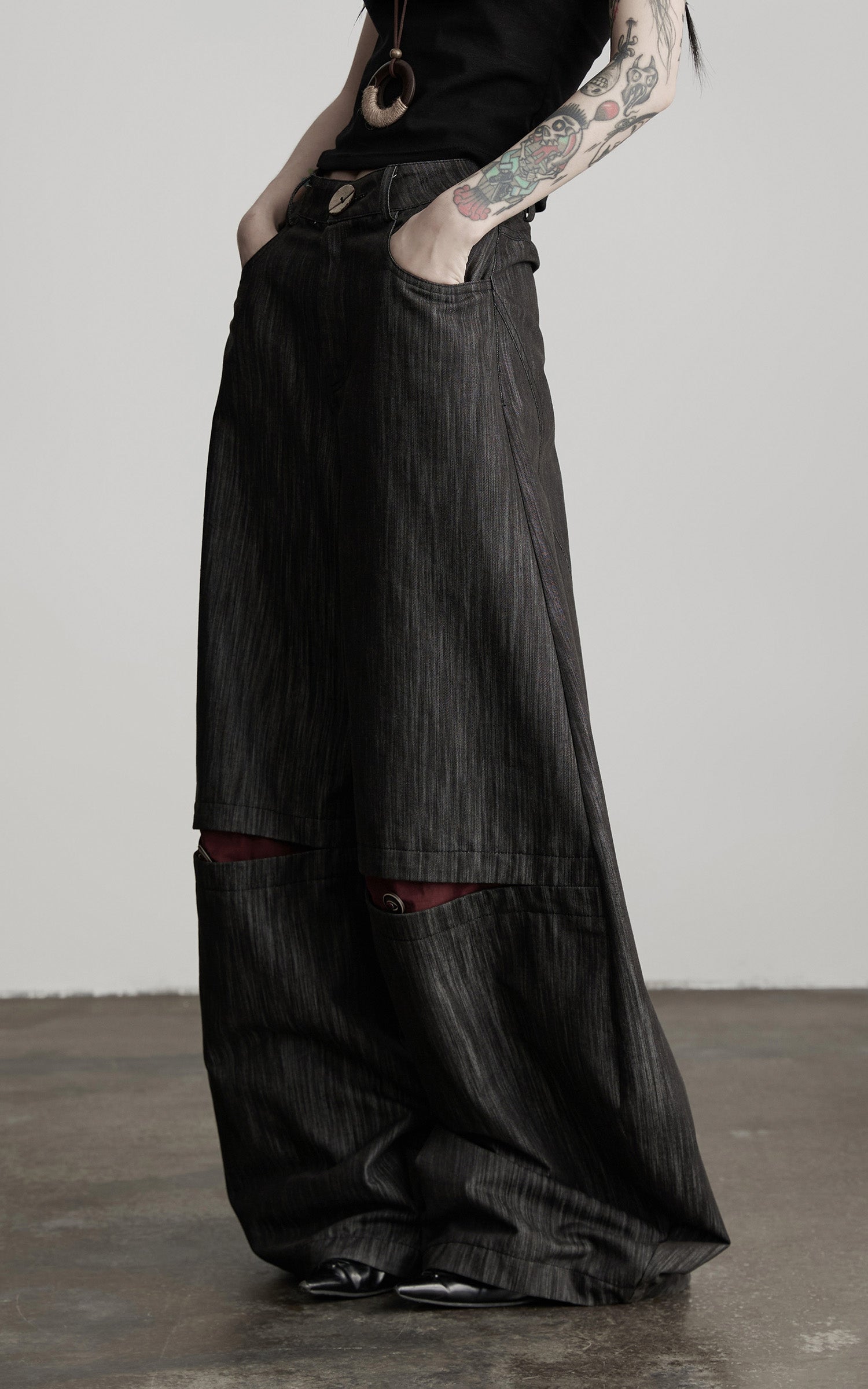 INDULGE Structural Wide Leg Trousers with Hidden Contrast Detail