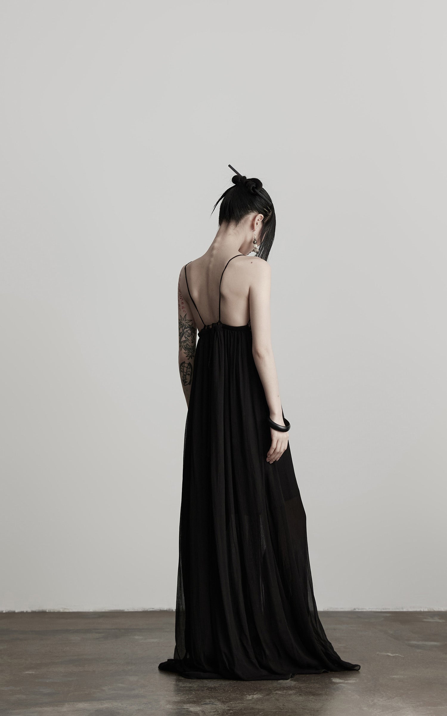 INDULGE Black Embroidered Beaded Maxi Dress