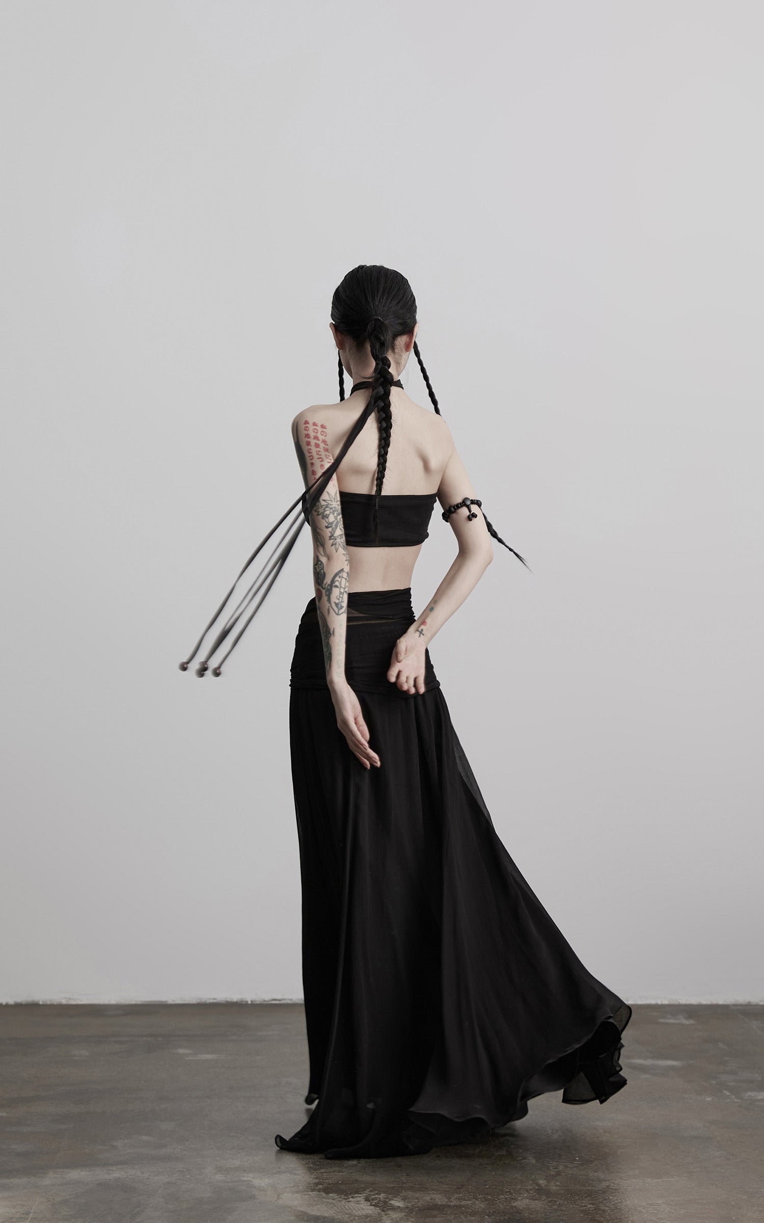 INDULGE Draped Maxi Skirt with Medallion