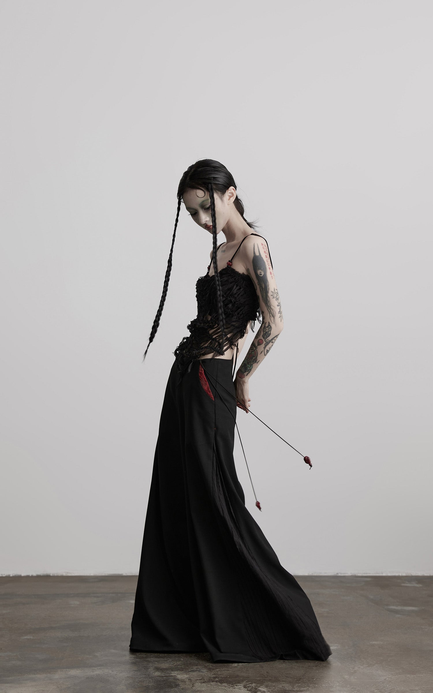 INDULGE Deconstructed Mesh Top with Beads and Raw Edge Detailing