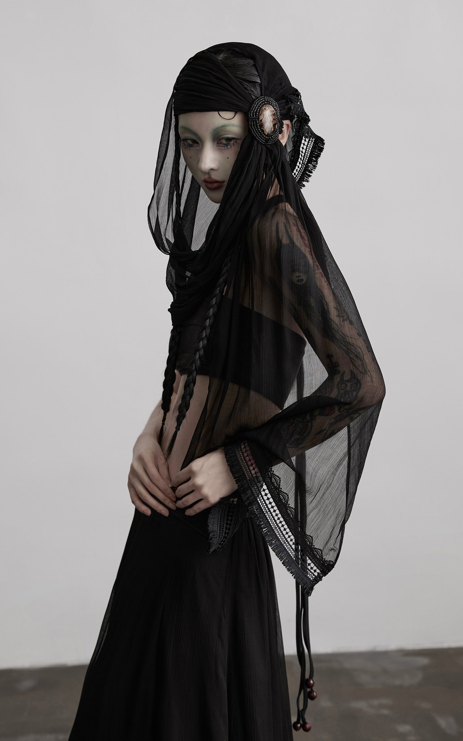 INDULGE Draped Maxi Skirt with Medallion