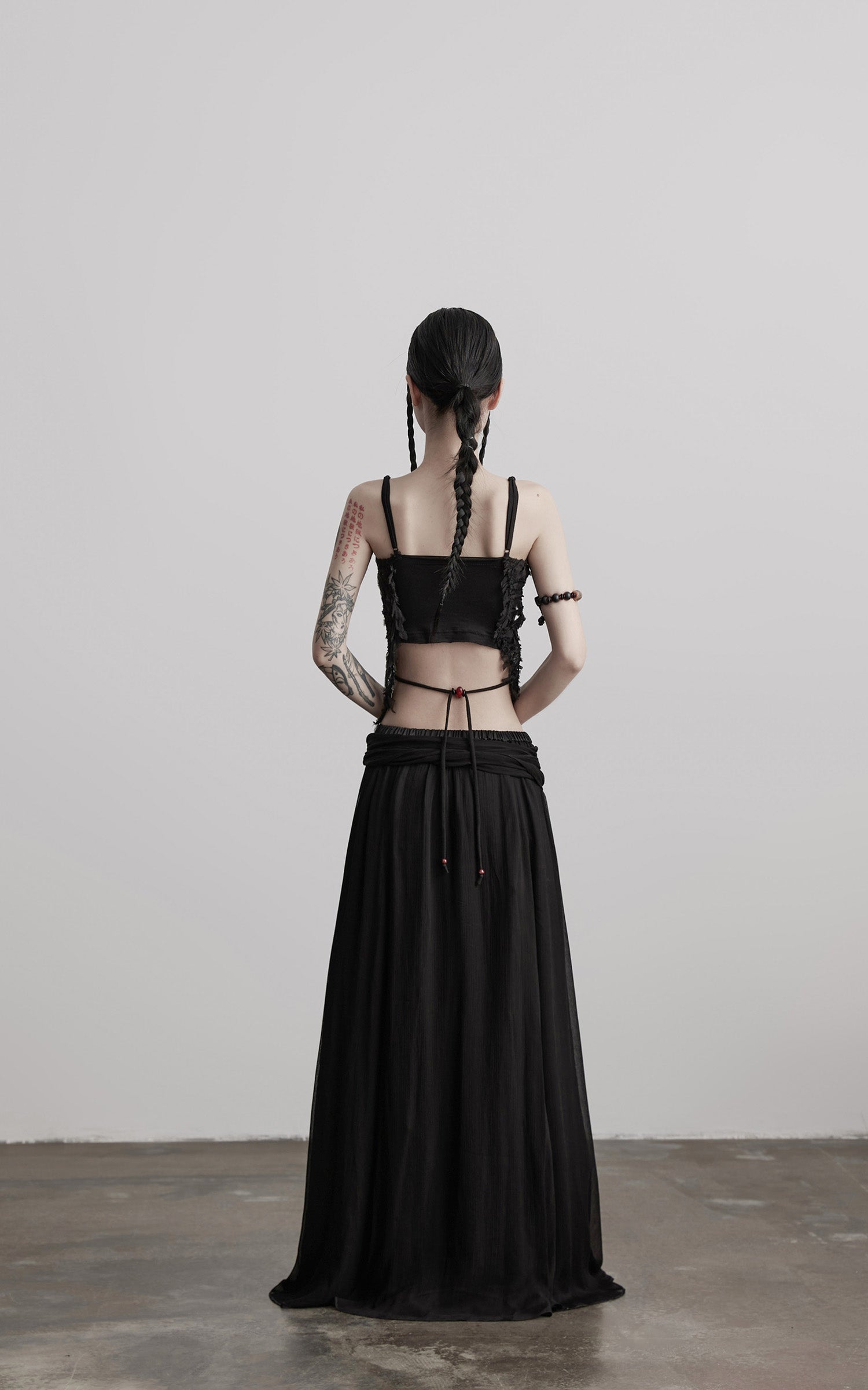 INDULGE Draped Maxi Skirt with Medallion