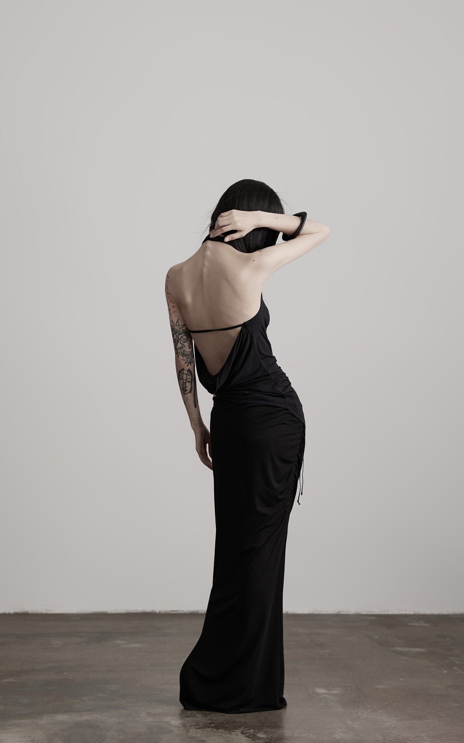 INDULGE Beaded Drawstring Draped Maxi Skirt