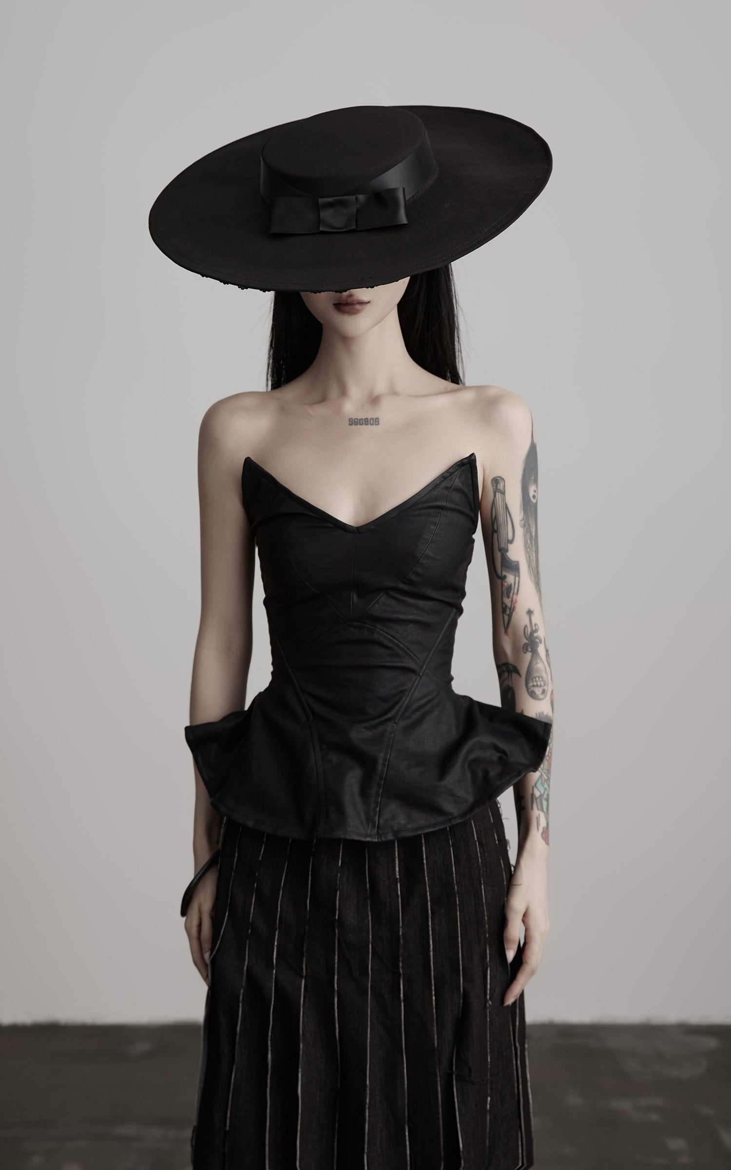 INDULGE Leather Corset Tube Top Convertible into Statement Hat