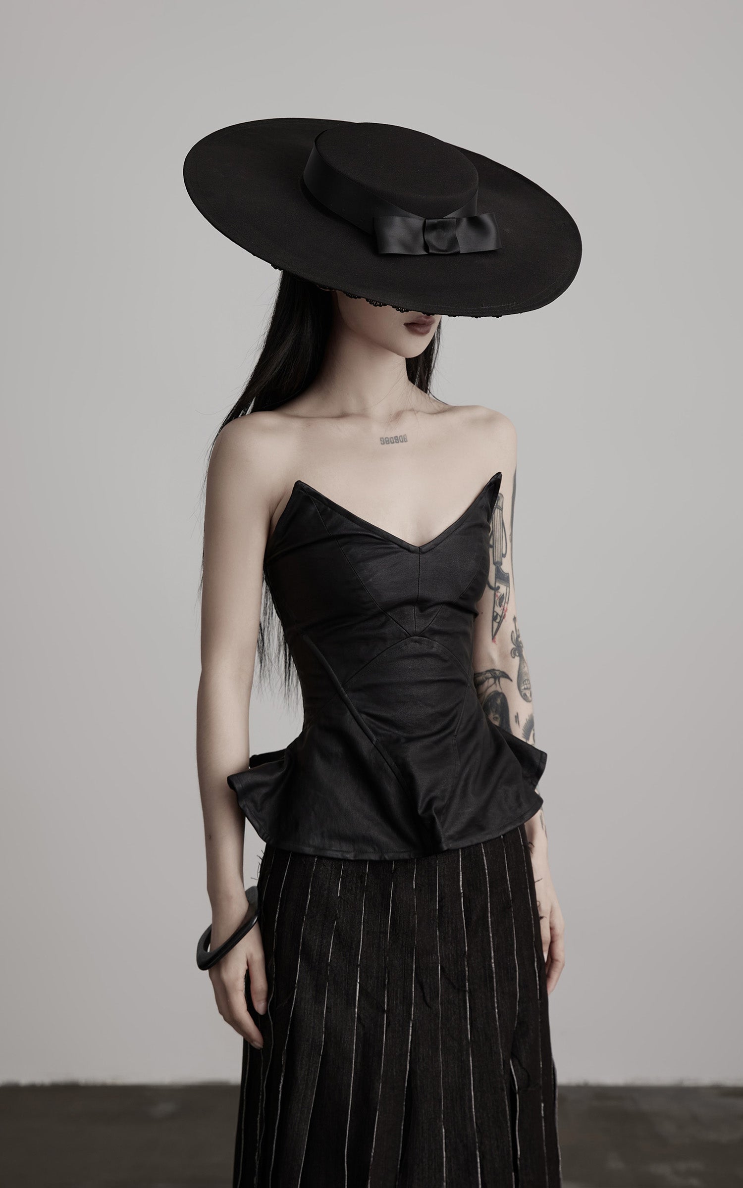 INDULGE Leather Corset Tube Top Convertible into Statement Hat