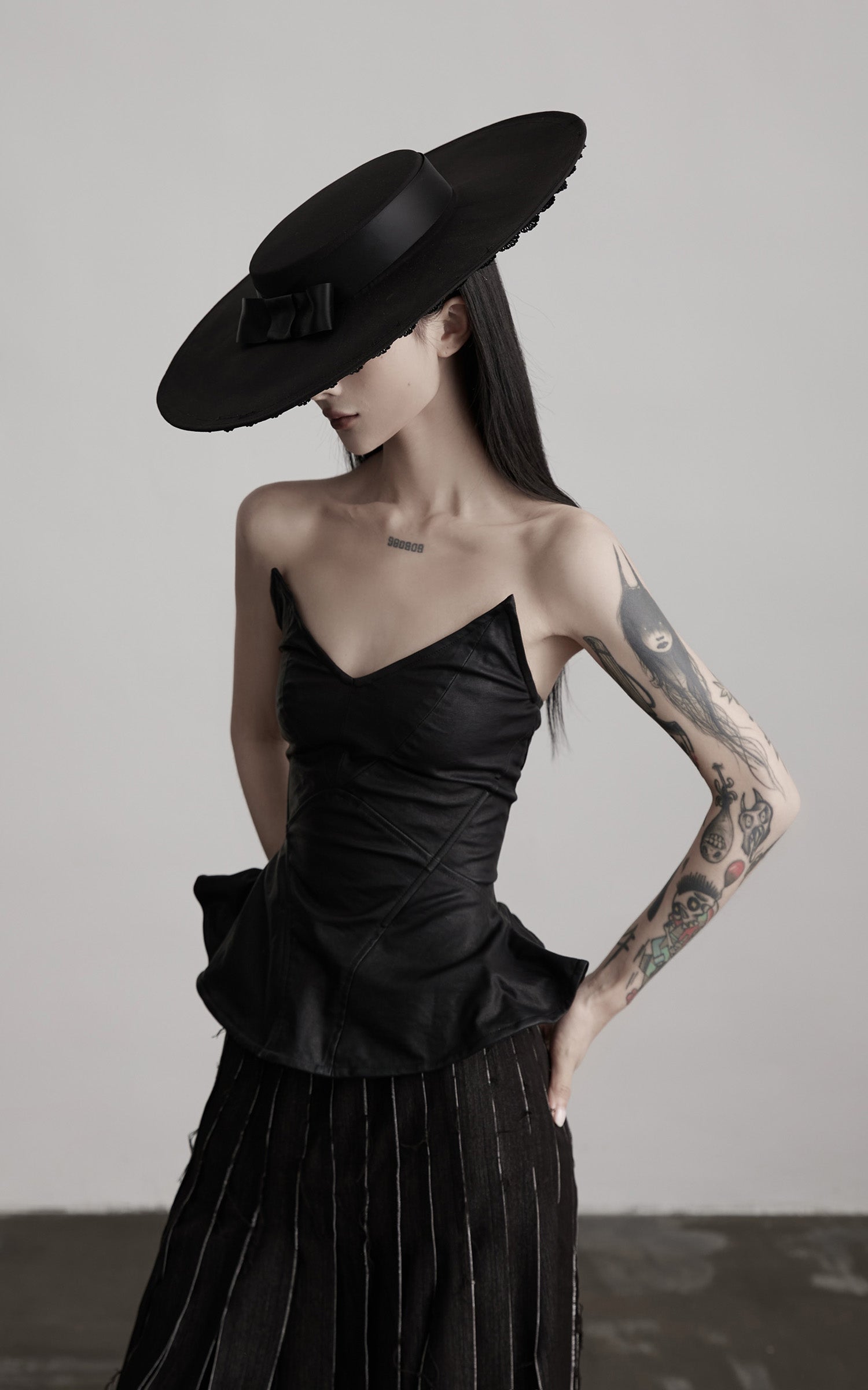 INDULGE Leather Corset Tube Top Convertible into Statement Hat