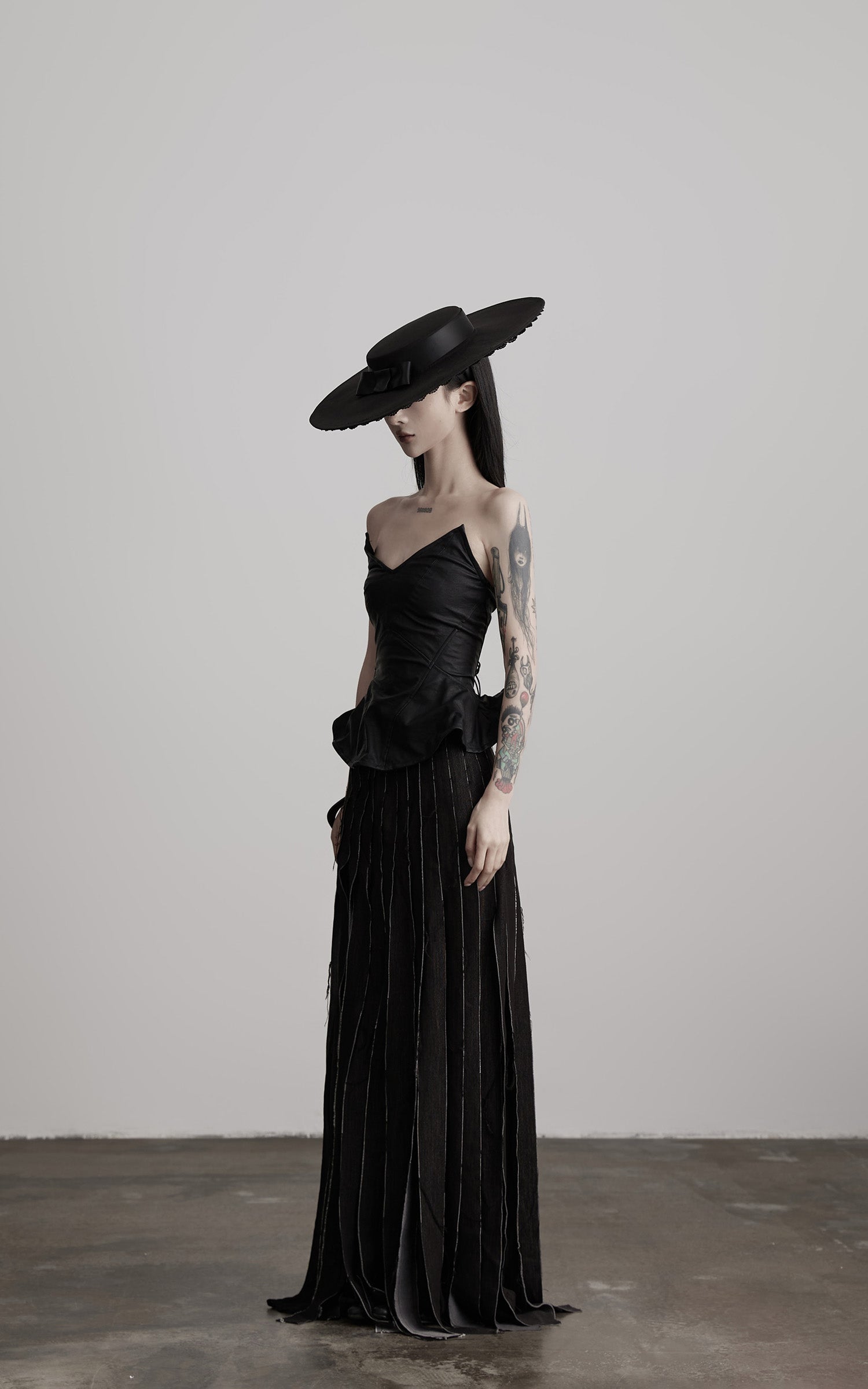 INDULGE Leather Corset Tube Top Convertible into Statement Hat