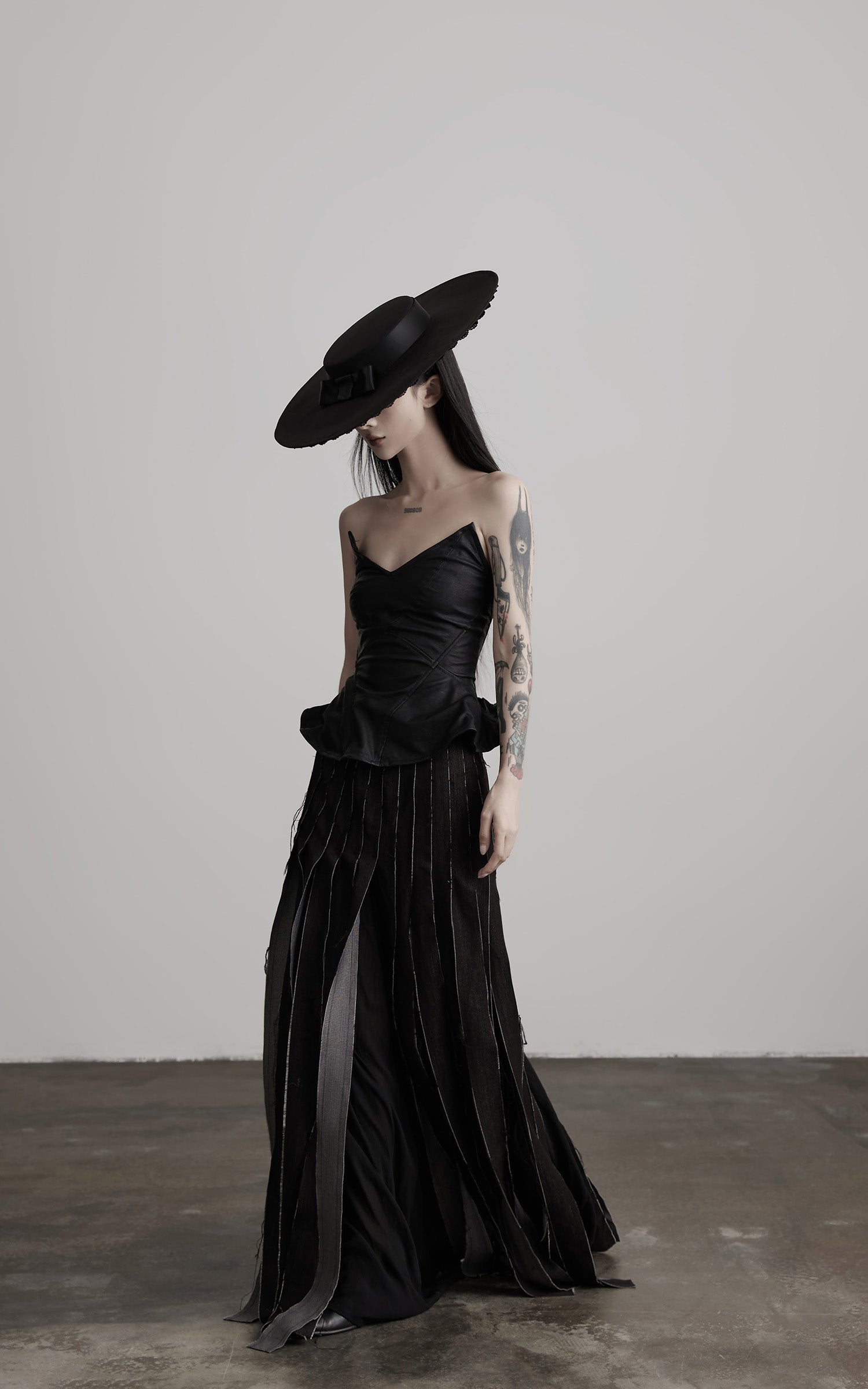 INDULGE Leather Corset Tube Top Convertible into Statement Hat