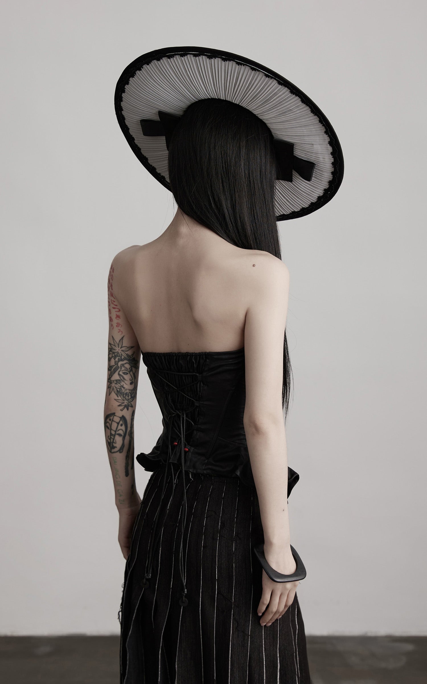 INDULGE Leather Corset Tube Top Convertible into Statement Hat
