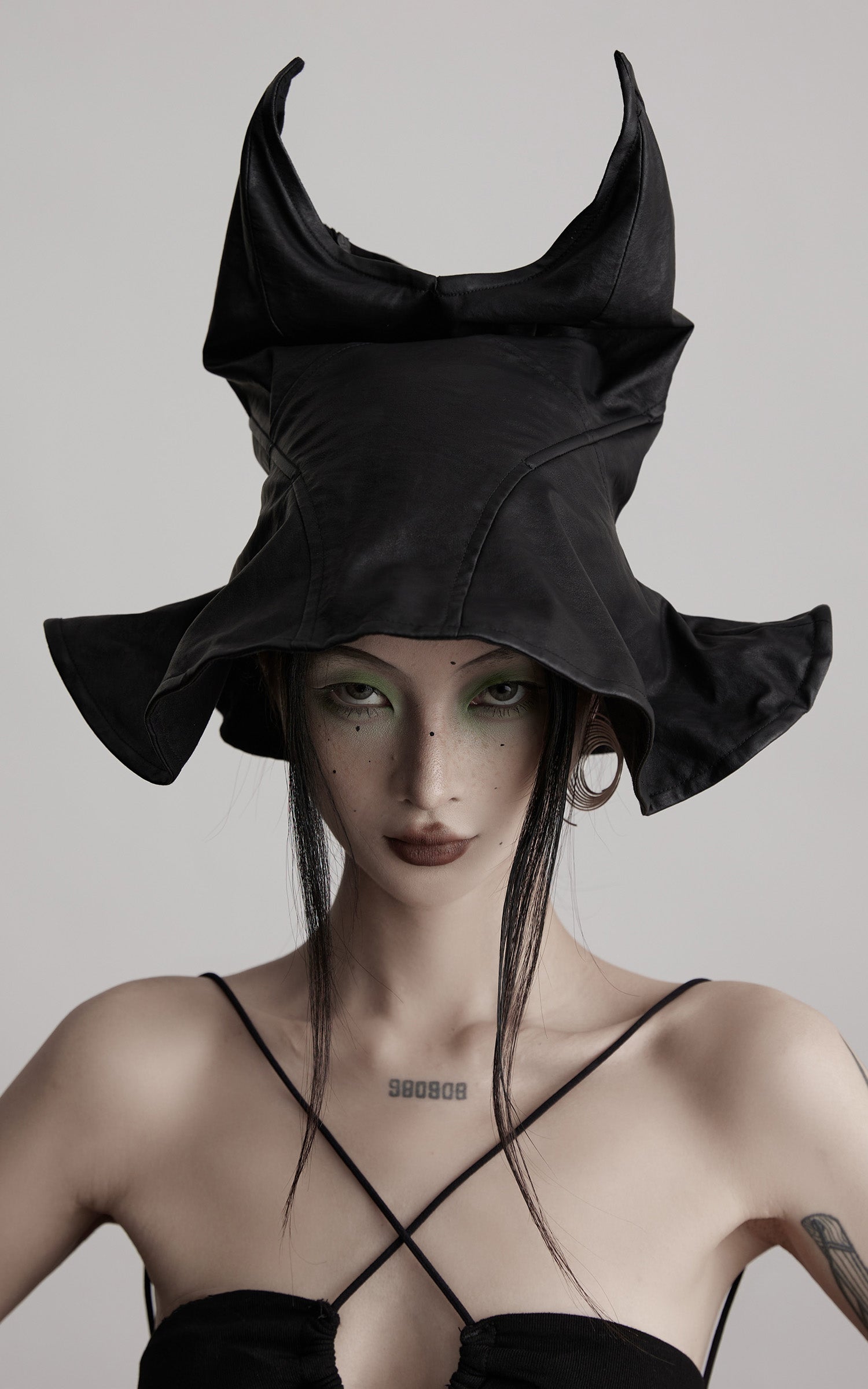 INDULGE Leather Corset Tube Top Convertible into Statement Hat