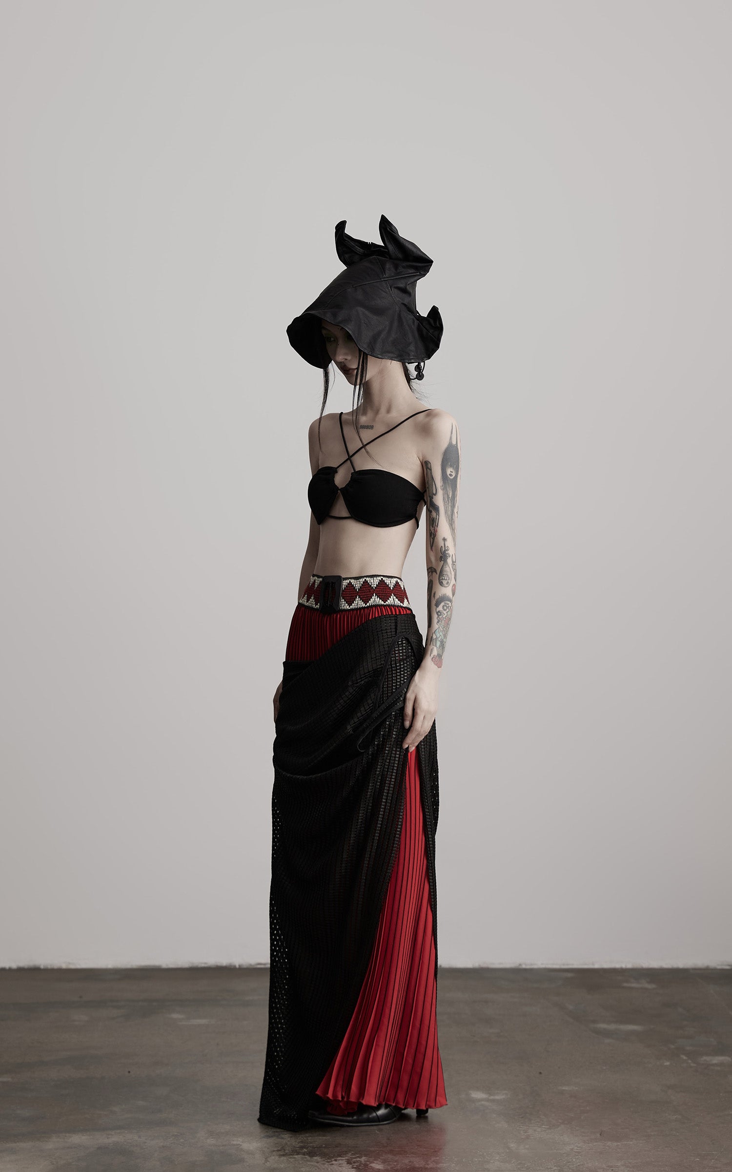 INDULGE Leather Corset Tube Top Convertible into Statement Hat