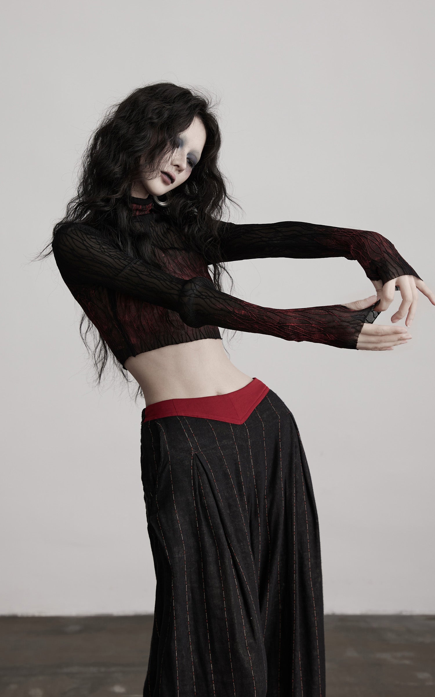 INDULGE Sheer Textured Long Sleeve T-Shirt