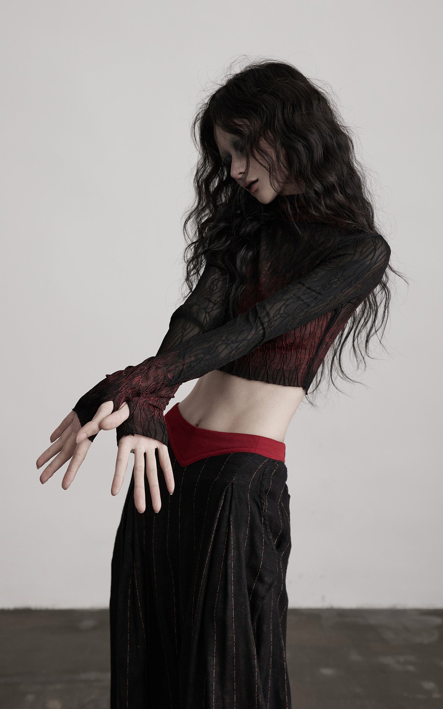INDULGE Sheer Textured Long Sleeve T-Shirt