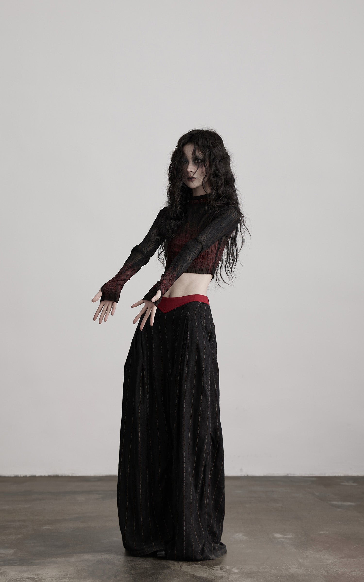 INDULGE Sheer Textured Long Sleeve T-Shirt