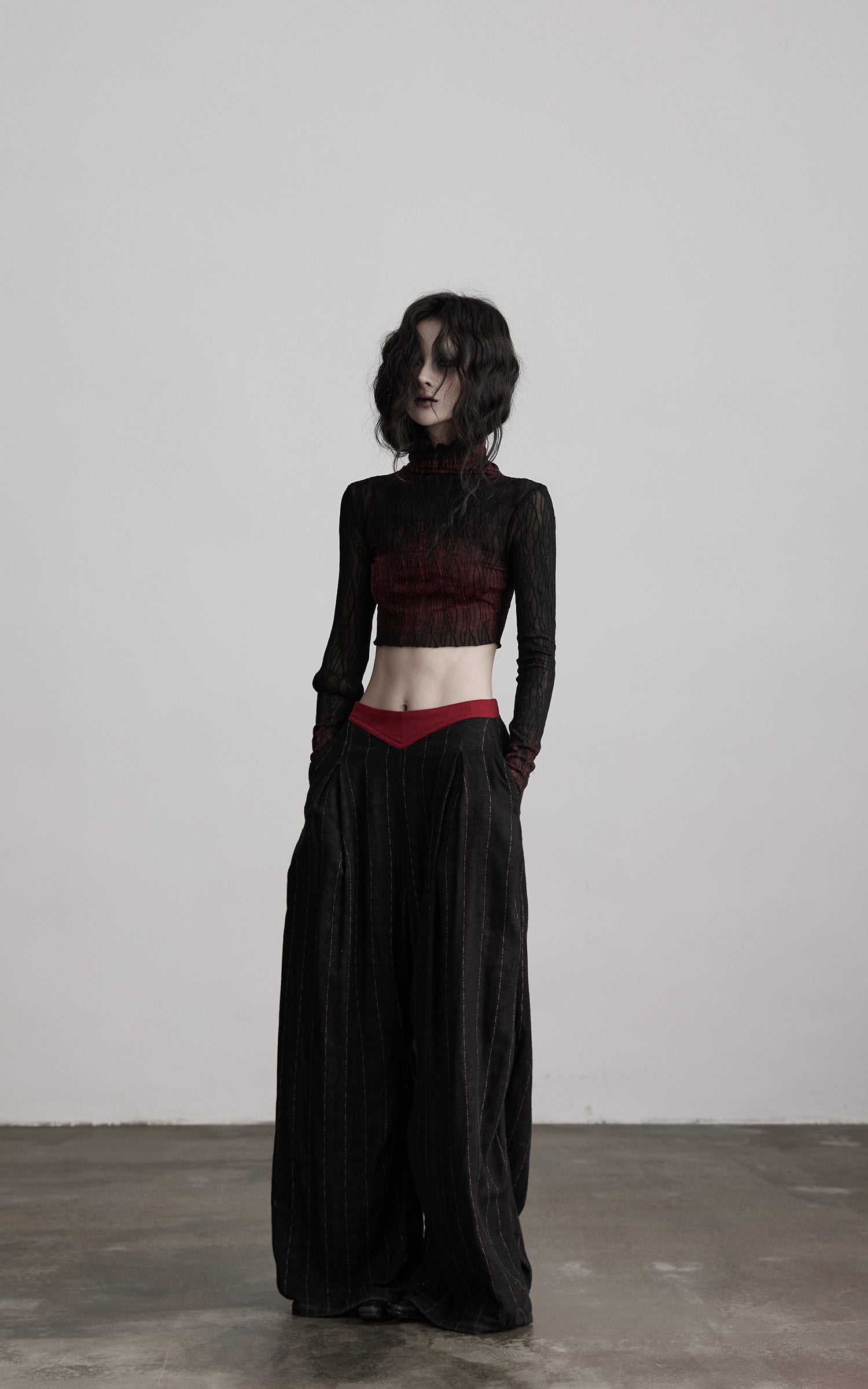 INDULGE Sheer Textured Long Sleeve T-Shirt