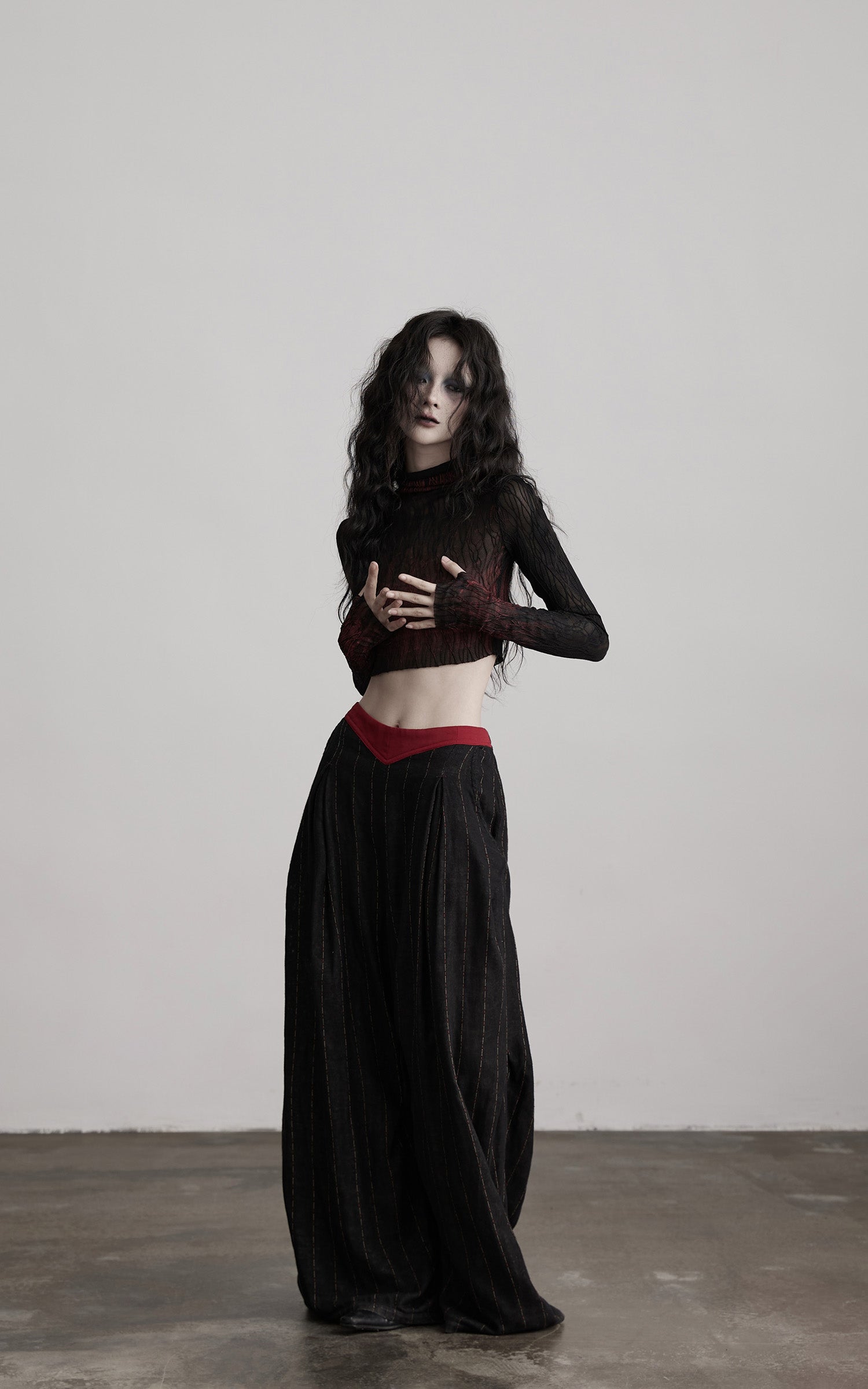 INDULGE Sheer Textured Long Sleeve T-Shirt