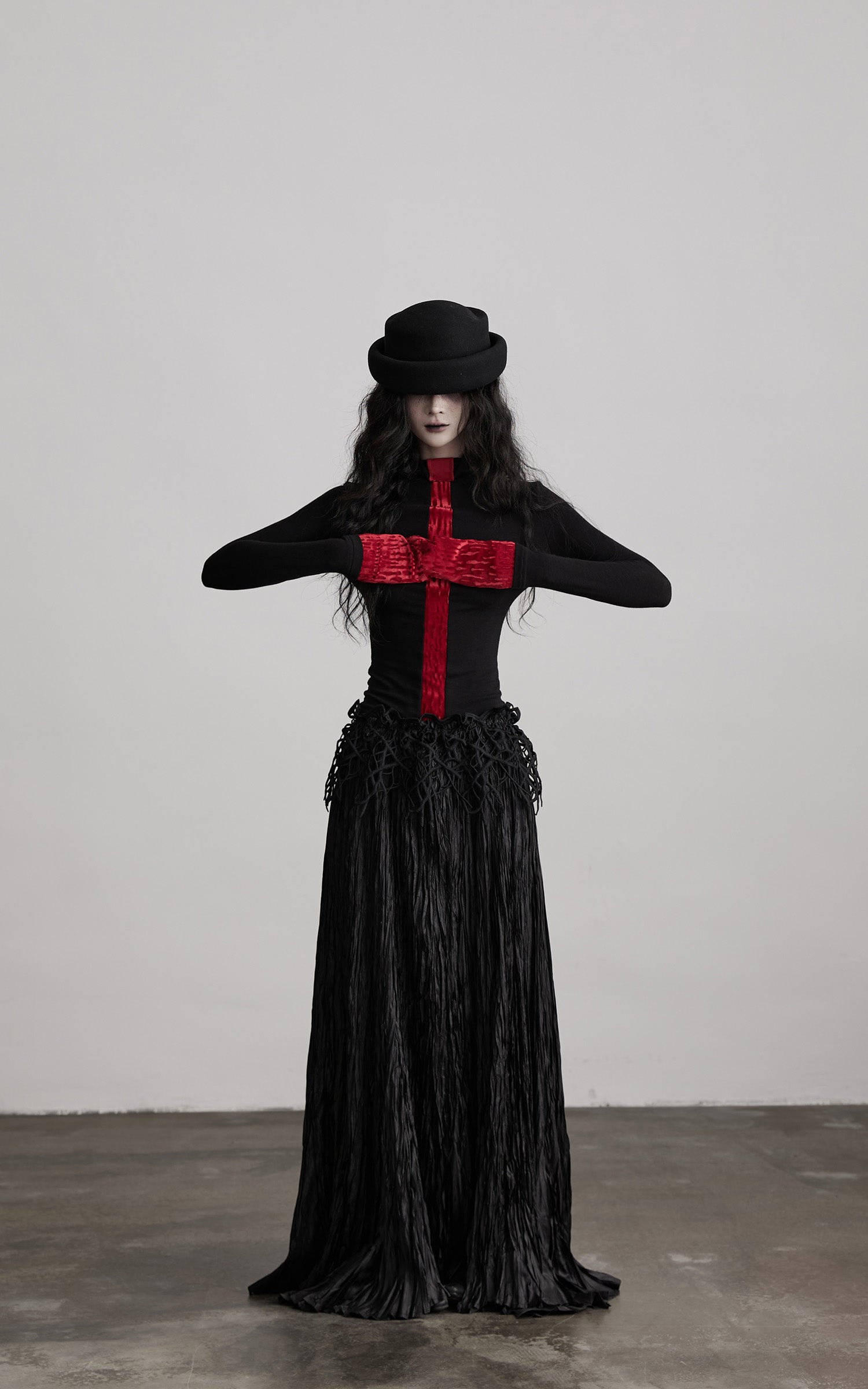 INDULGE Contrast Velvet Panel Long Sleeve T-Shirt