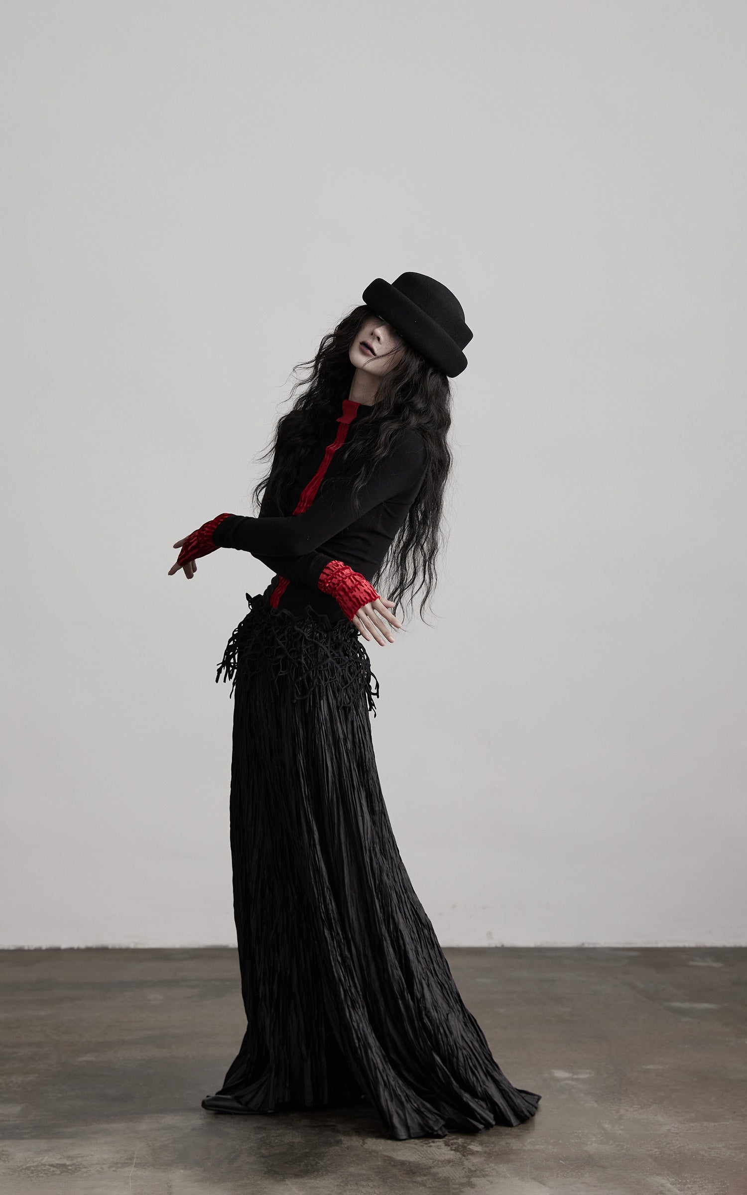 INDULGE Contrast Velvet Panel Long Sleeve T-Shirt