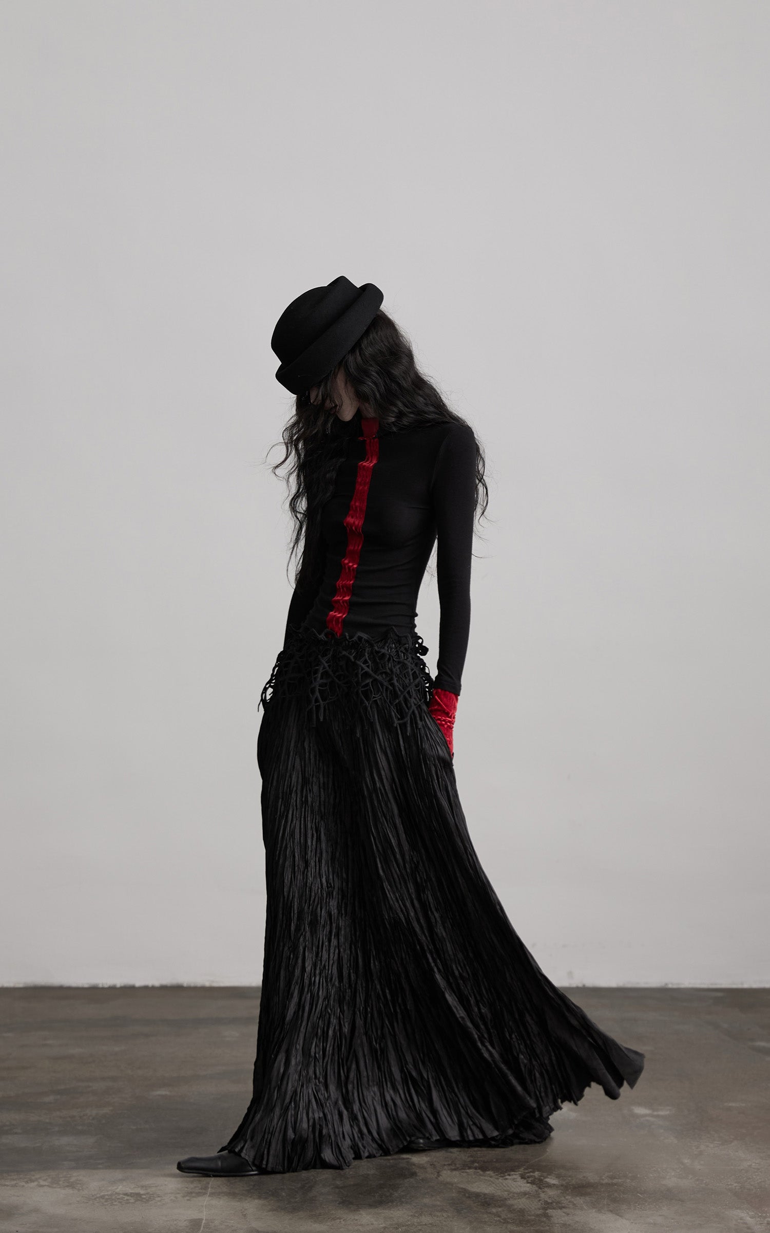 INDULGE Contrast Velvet Panel Long Sleeve T-Shirt