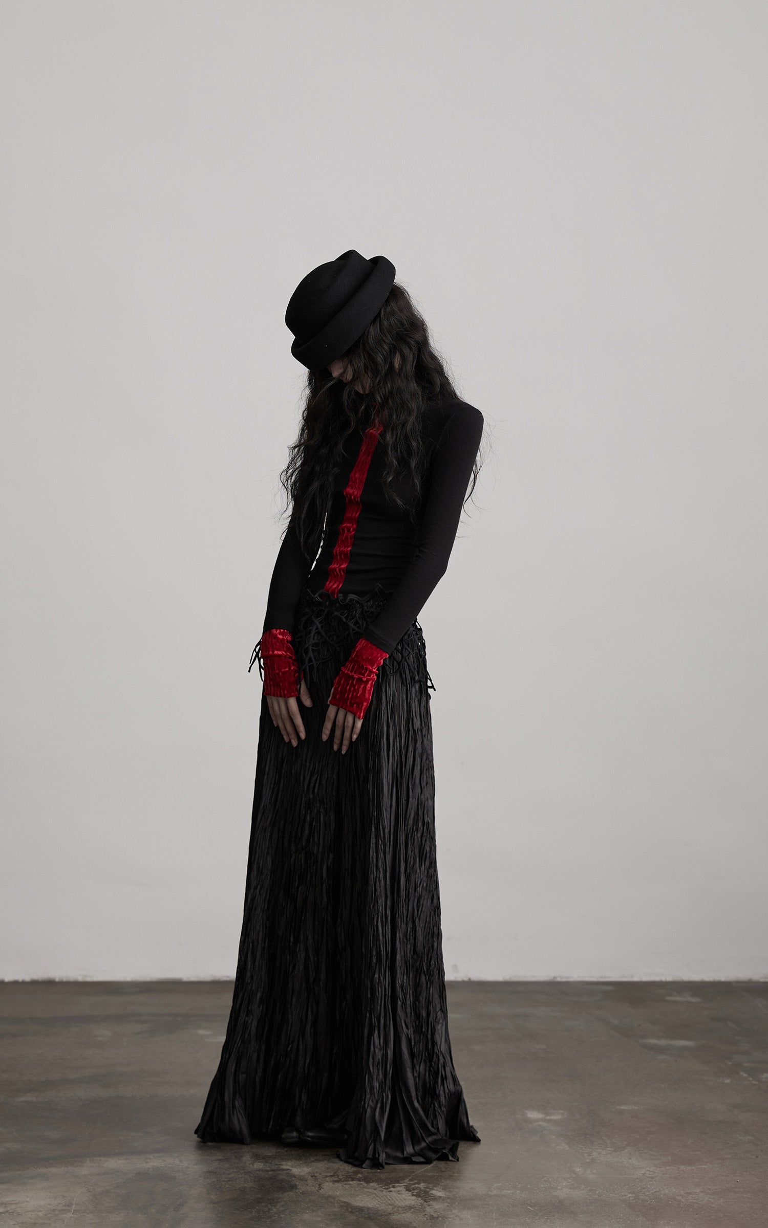 INDULGE Contrast Velvet Panel Long Sleeve T-Shirt
